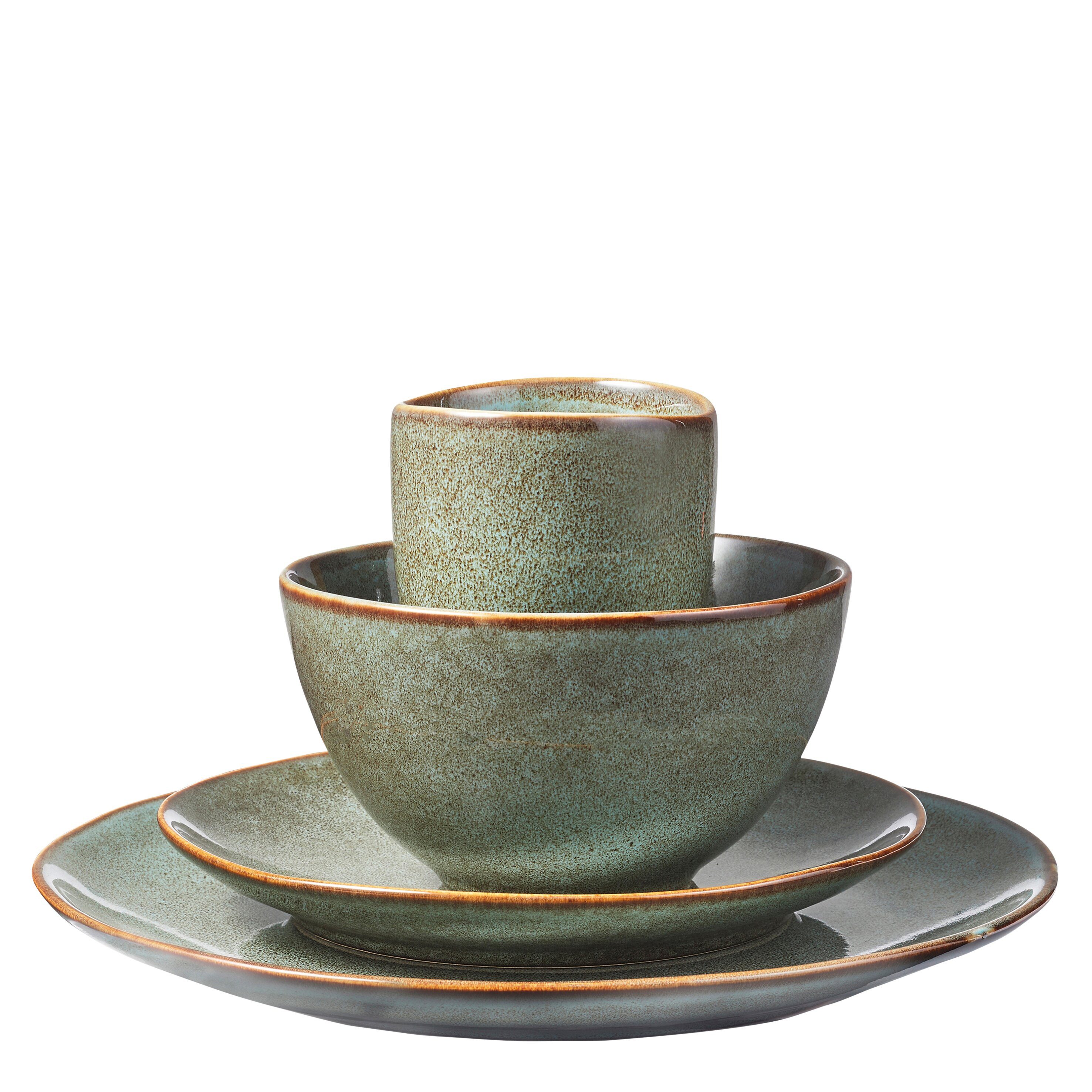 Mica Decorations Frühstücks-Geschirrset Mica Decorations Tabo Geschirrset gruen 16 Stueck