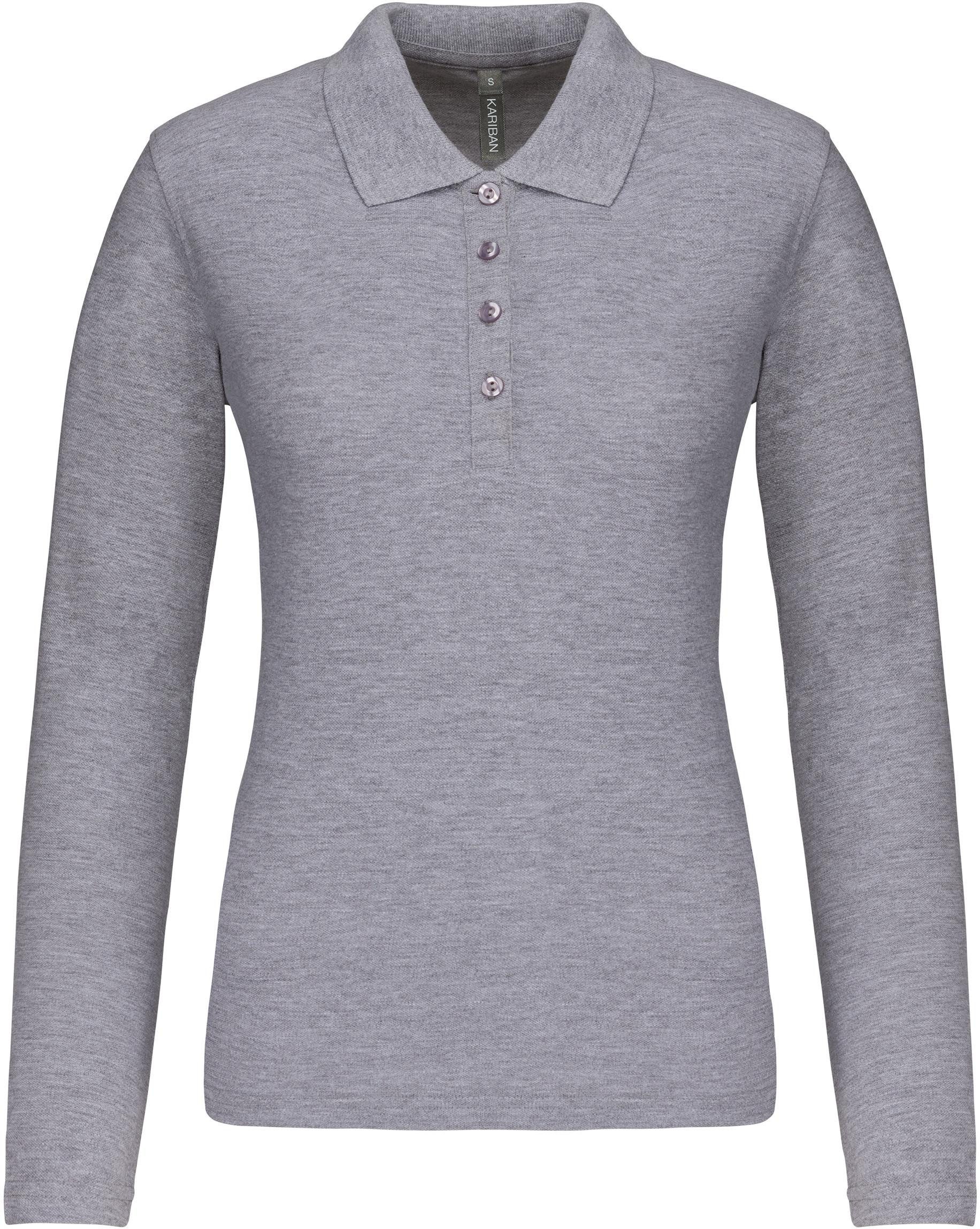 Kariban Langarm-Poloshirt Damen Langarm-Polohemd. Baumwollpiqué
