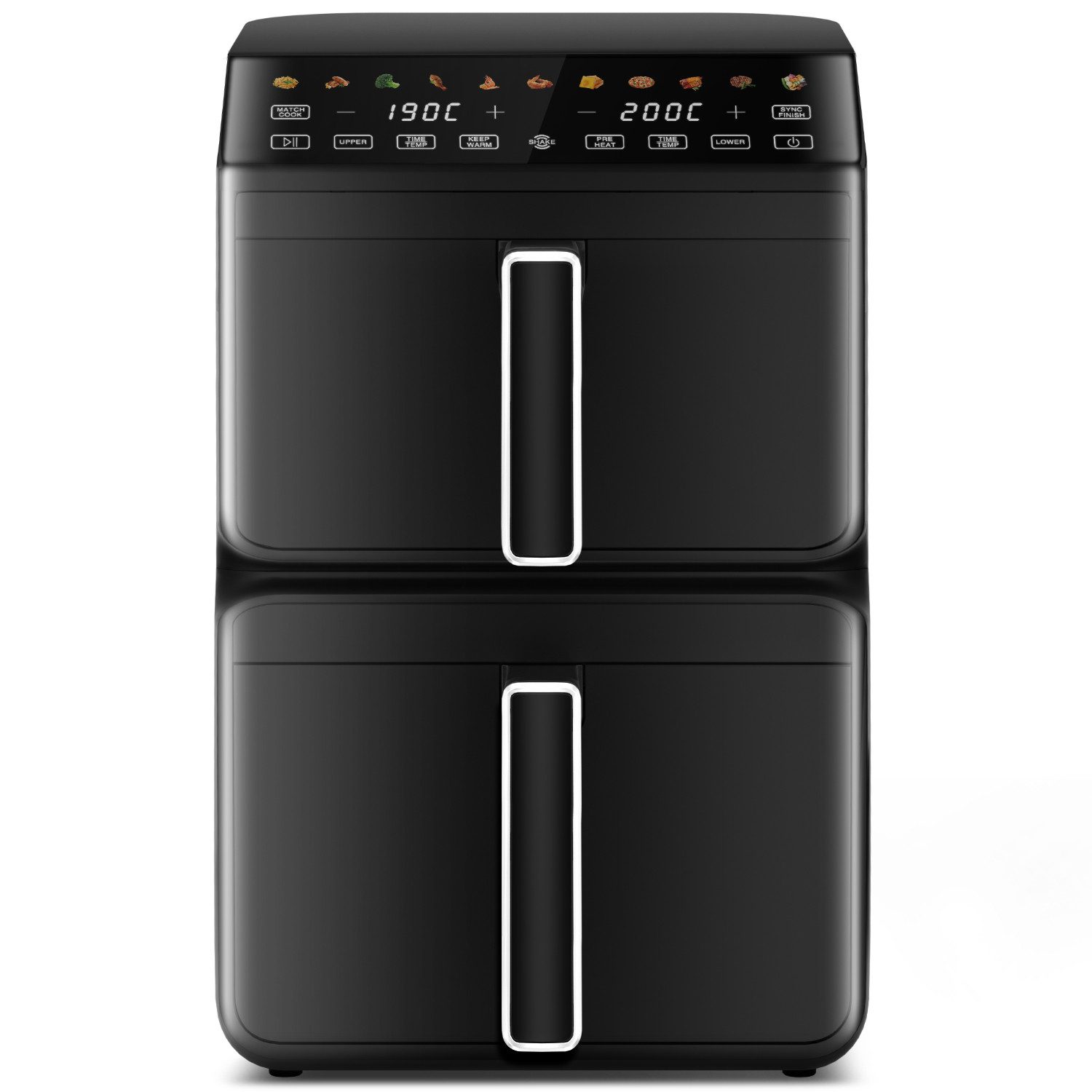 Fukstern Heißluftfritteuse 2 Kammern, Airfryer 11L mit 11 voreingestellte Programme,Touchdisplay, Unabhängige Temperaturregelung, 3000 W, Antihaft-Metallkörbe,4.5L+6.5L,fettarmes gesundes Kochen