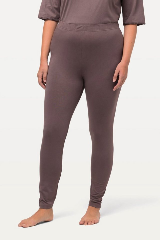 Loungewear-Leggings Popken schmales Lederimitathose Elastikbund Bein Ulla