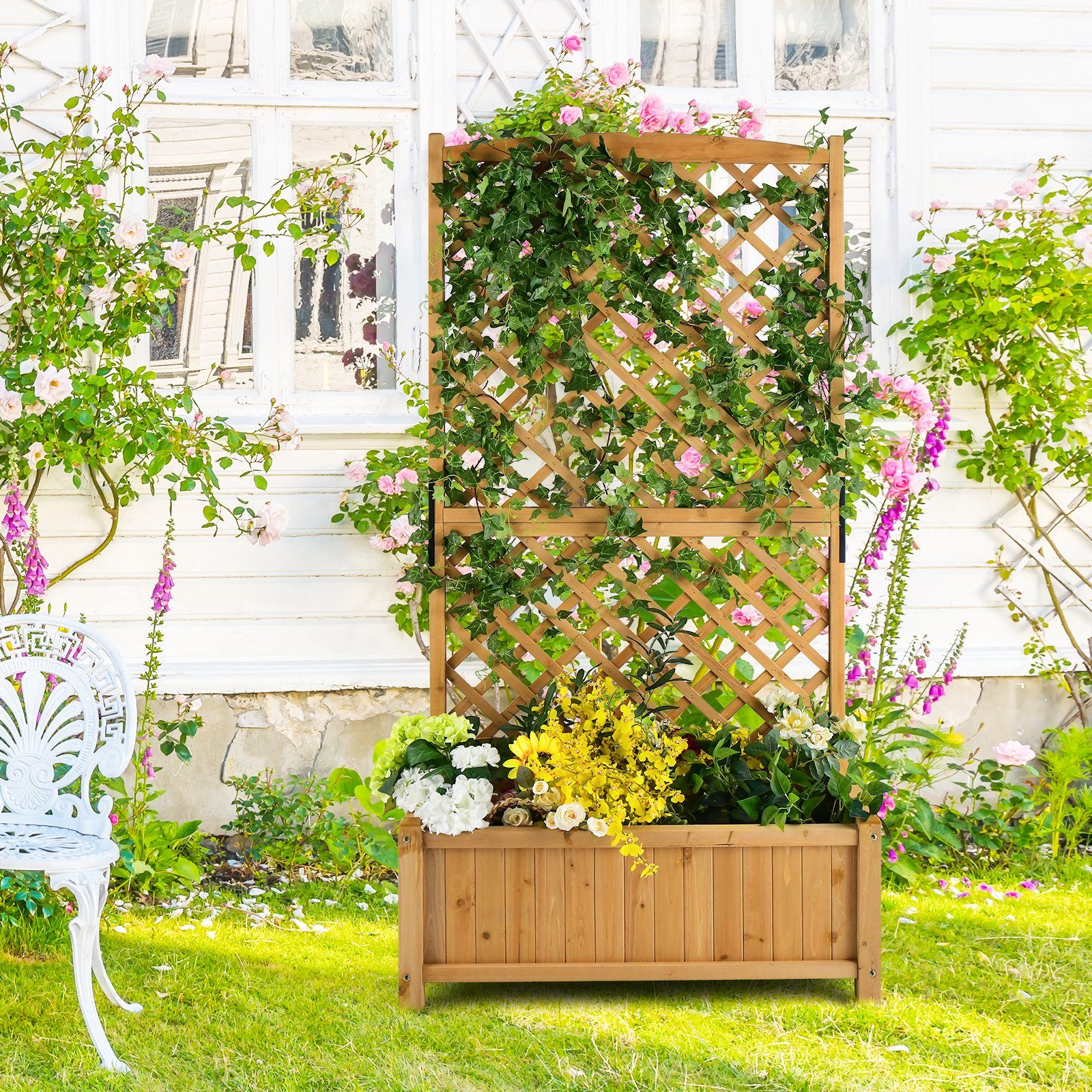 COSTWAY Blumenkasten, mit Spalier, Rankgitter & günstig online kaufen