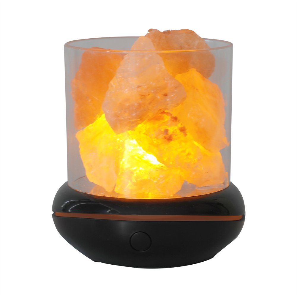 Oneid Salzkristall-Tischlampe Natürliche Salzlampe, USB Salzkristall Rock Lampe Schwarz