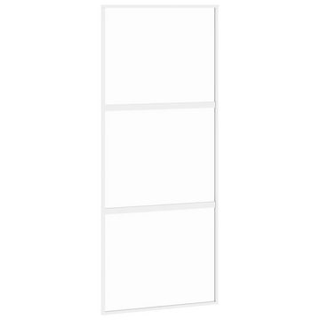 vidaXL Zimmertür Schiebetür Zimmertür Innentür Glas Weiß 90x205 cm Hartglas und Alumini