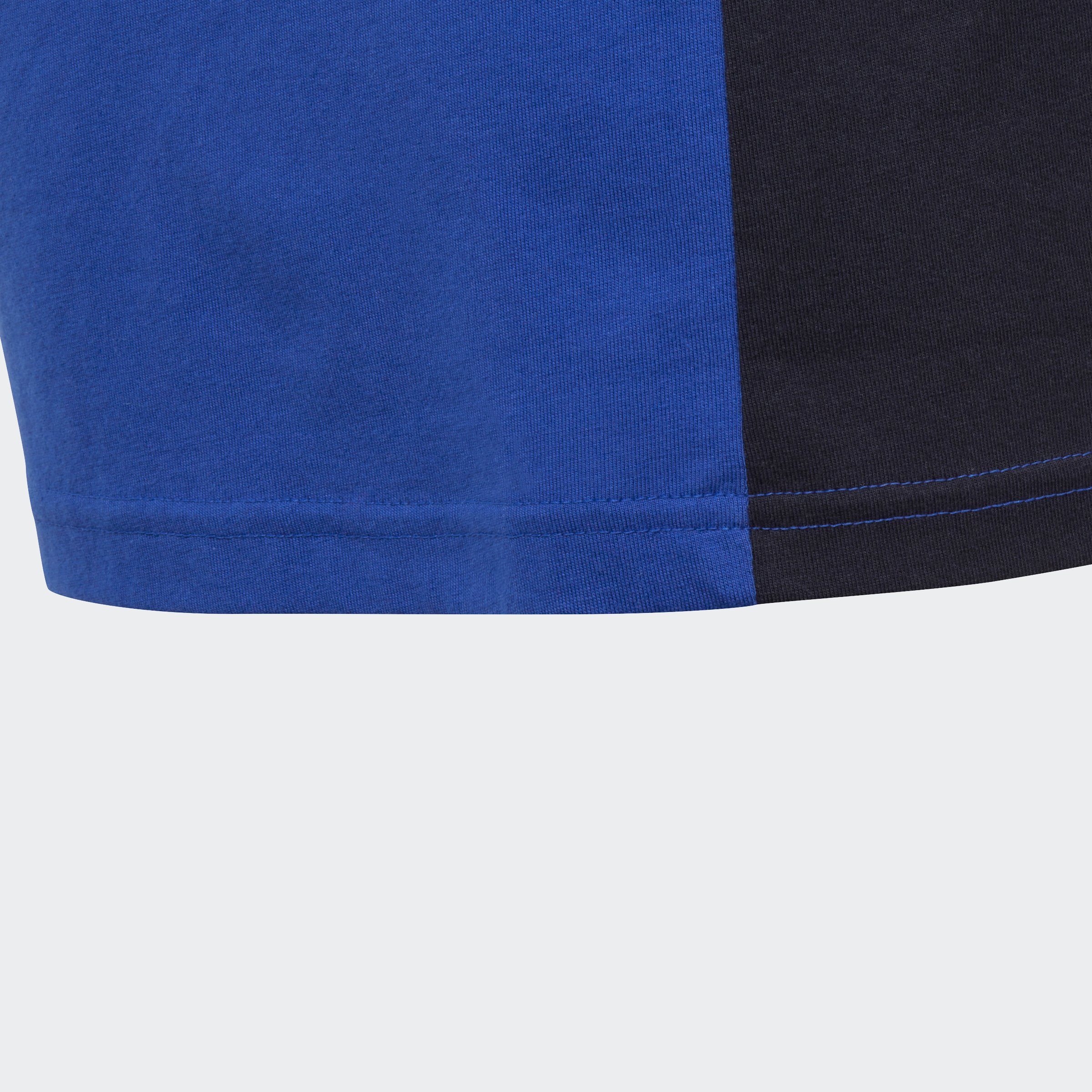 adidas / Semi Blue FIT REGULAR / Lucid COLORBLOCK Sportswear Ink 3-STREIFEN T-Shirt Legend White