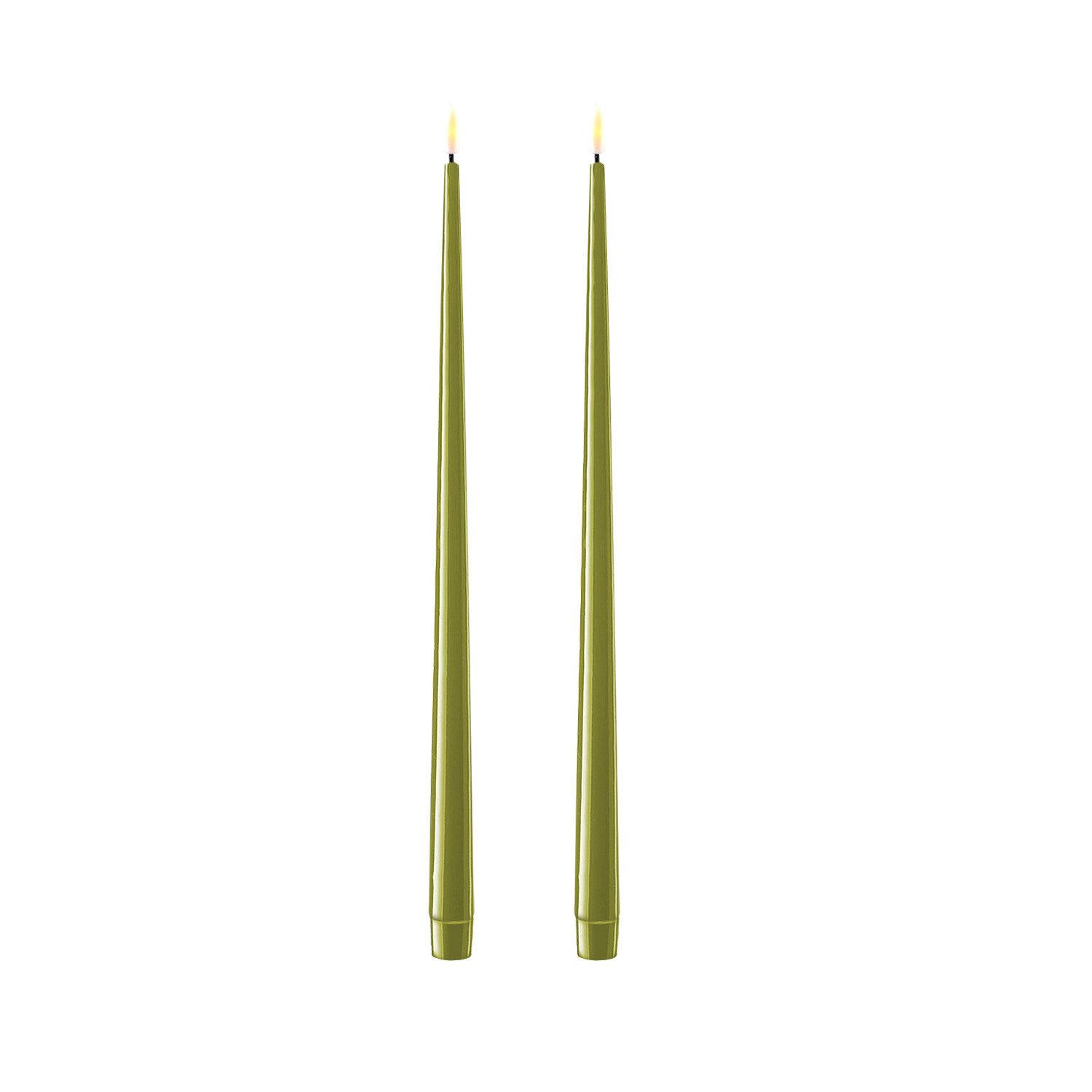 Deluxe Homeart LED-Kerze LED Stabkerzen ELLA Deluxe Tafelkerze 3D Flamme flackernd H: 38cm 2St.