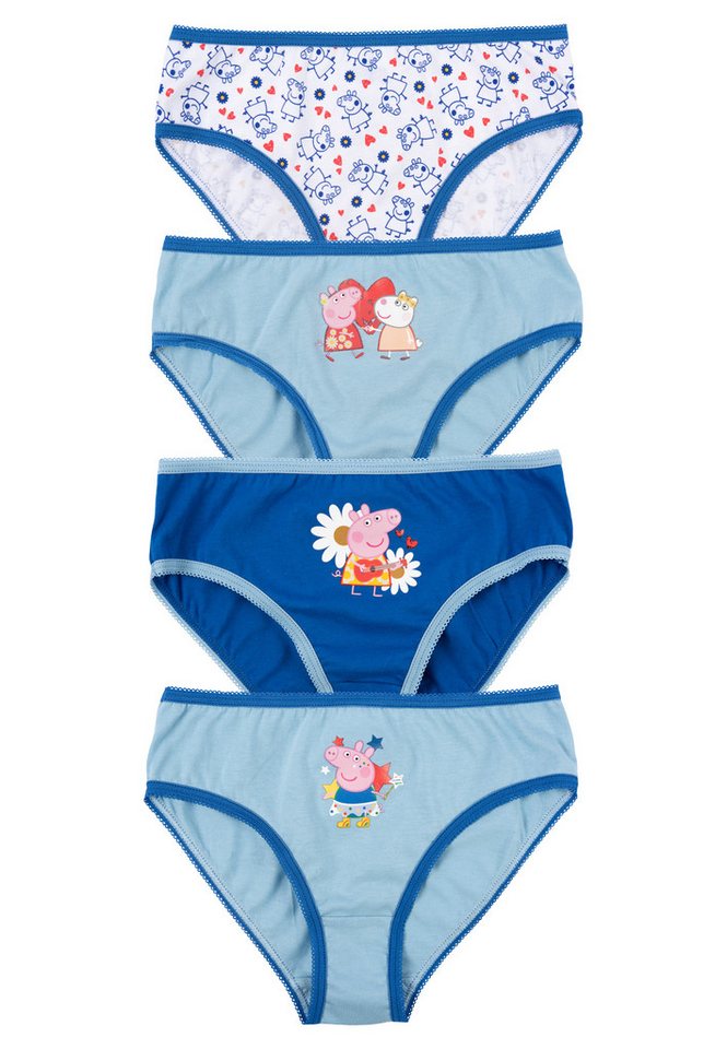 United Labels® Panty Peppa Wutz Panty für Mädchen Kinder Unterhose Slip Blau (4er Pack)