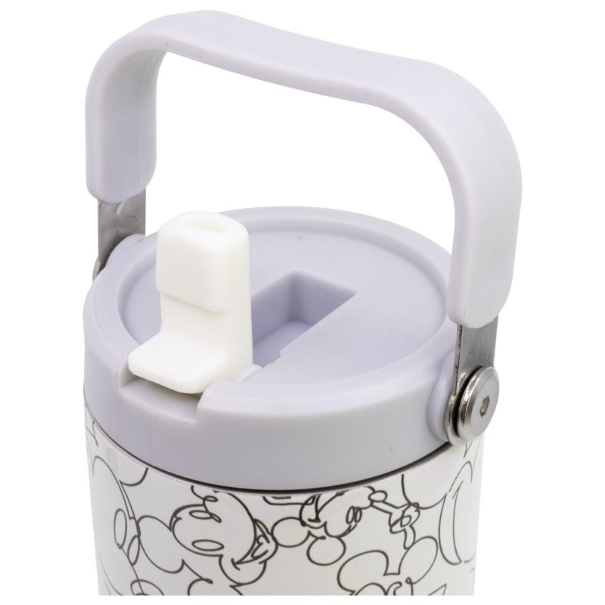 Disney Mickey Mouse Thermobecher Edelstahl 860 ml mit Griff und Klappdeckel, Edelstahl