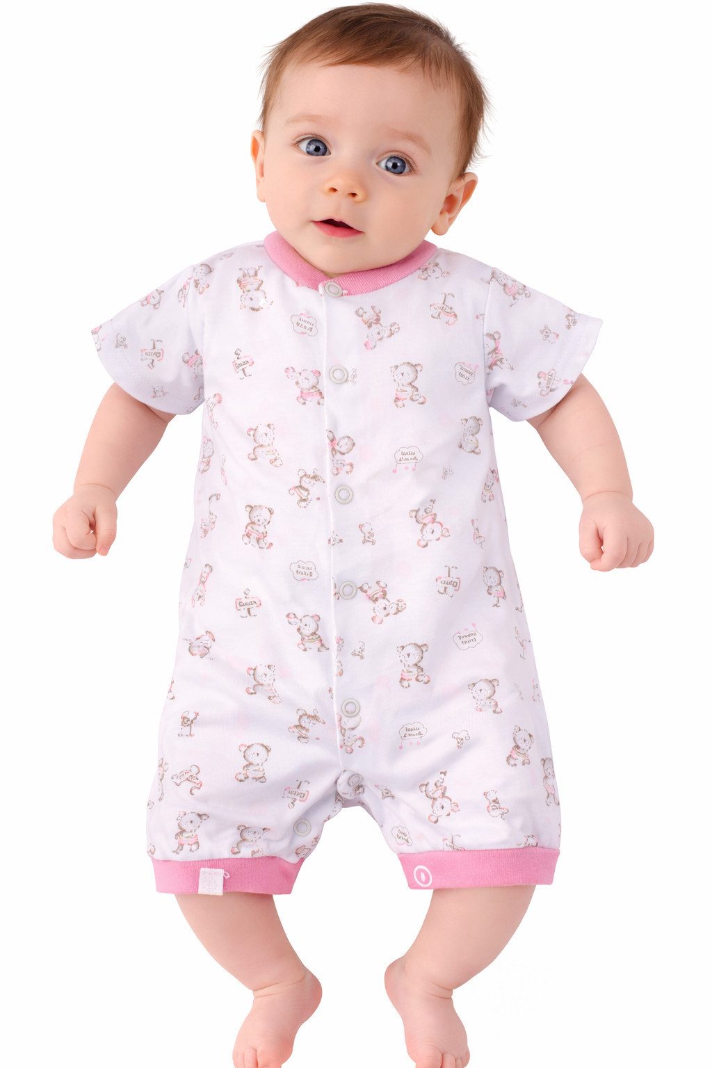 La Bortini Spieler Baby kurzer Sommer Strampler Romper mit Bärchen aus reiner Baumwolle, 44 50 56 62 68 74 80 86 92 98
