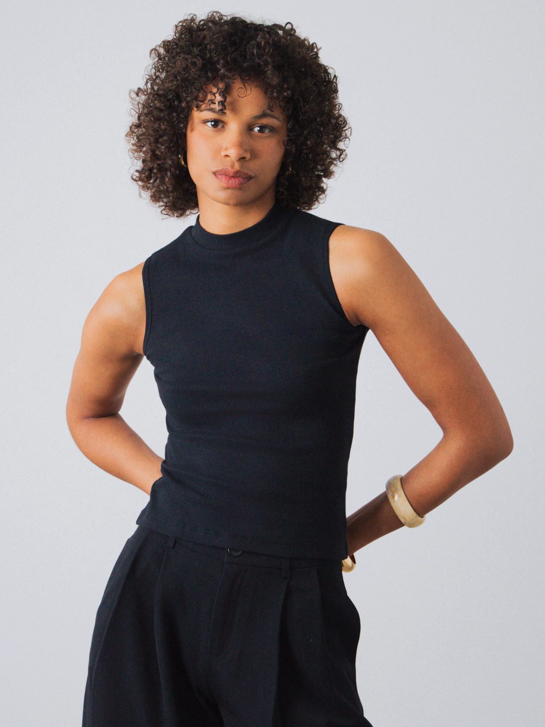 HONEST BASICS Tanktop Mock-Top aus Bio- und recycelter Baumwolle