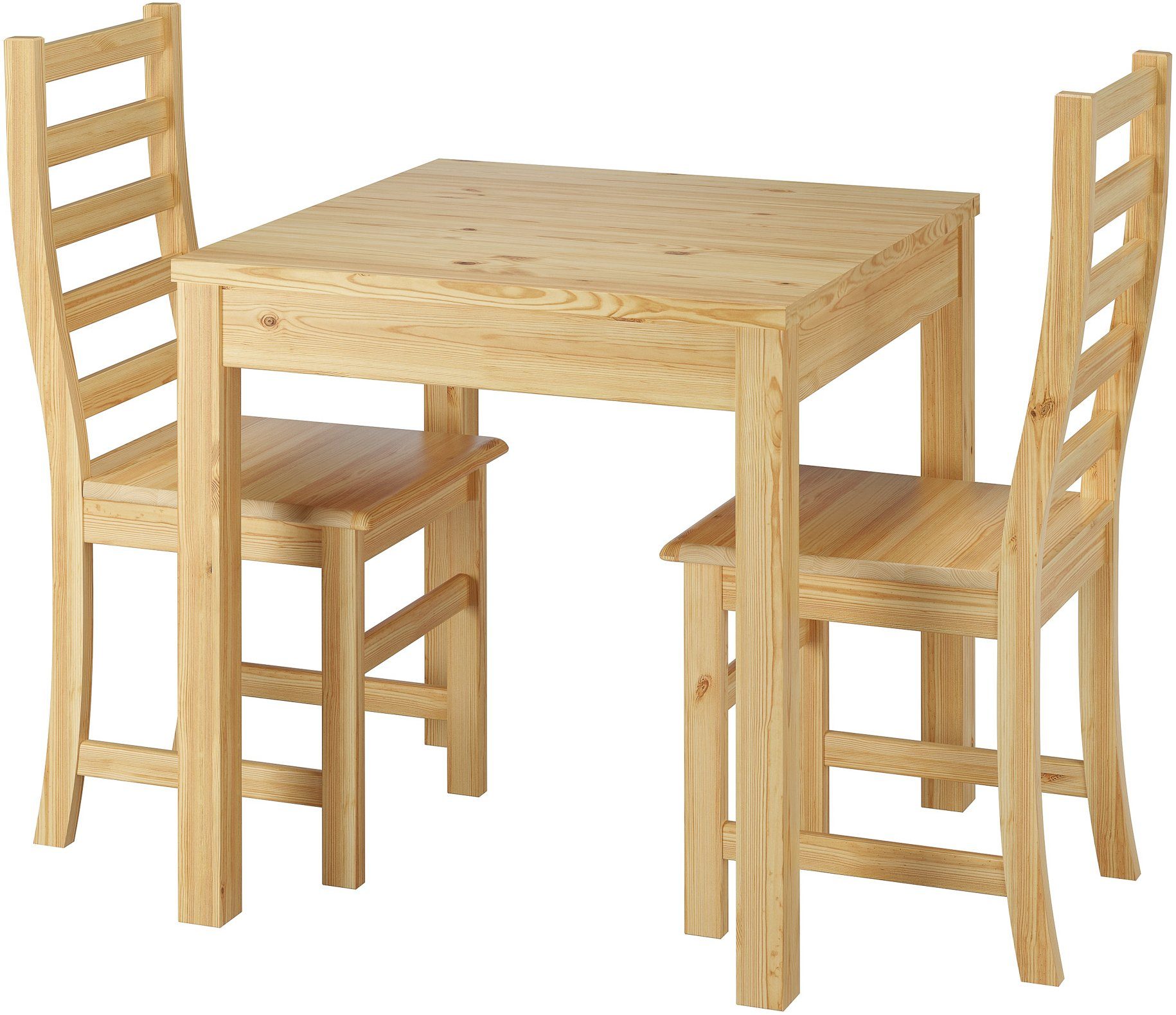 Tisch mit und Essgruppe 2 natur Stühle Tischgruppe Massivholz ERST-HOLZ Essecke Kiefer