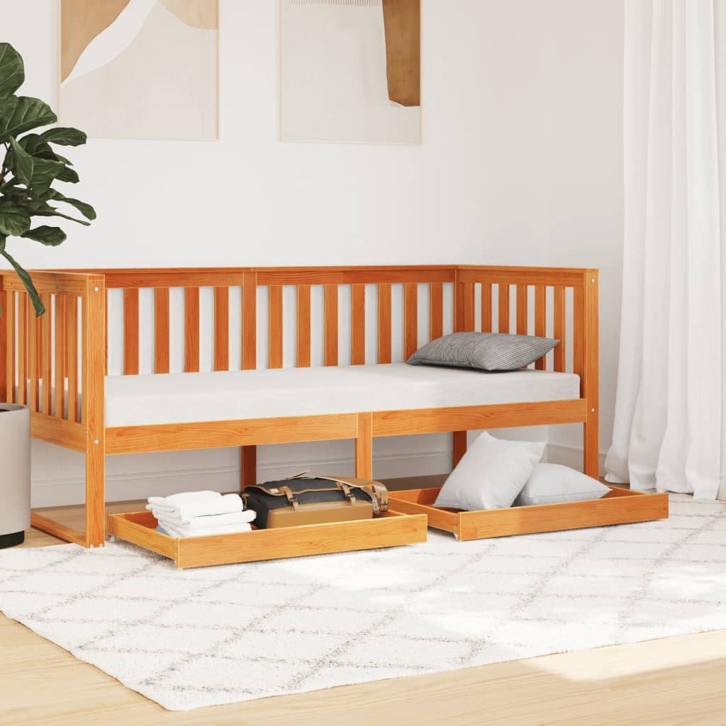 vidaXL Bettschubkasten Schubladen für Tagesbett 2 Stk. Wachsbraun Massivhol günstig online kaufen