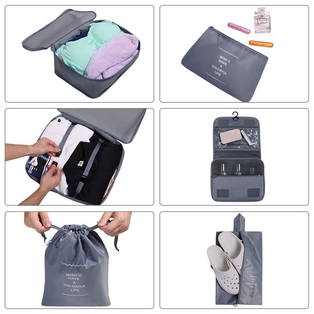 TUWENA Kofferorganizer Koffer Organizer Set 8-teiliges, Packing Cubes, Reise Kleidertaschen, Reise Essentials Organizer - Kosmetiktasche, Kleidertasche Schuhbeu – Bild 5 von 5