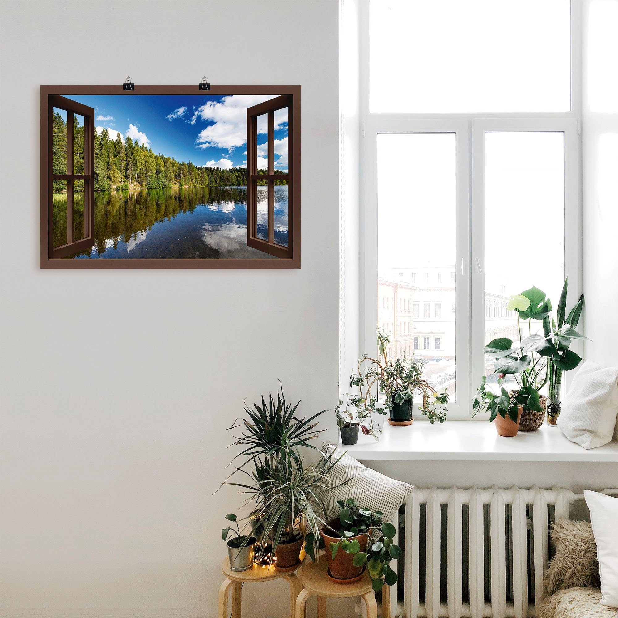 Artland (1 als St), Wandbild Größen Wandaufkleber in Landschaft, Poster versch. Norwegische Fensterblick oder Alubild, Fensterblick Leinwandbild,