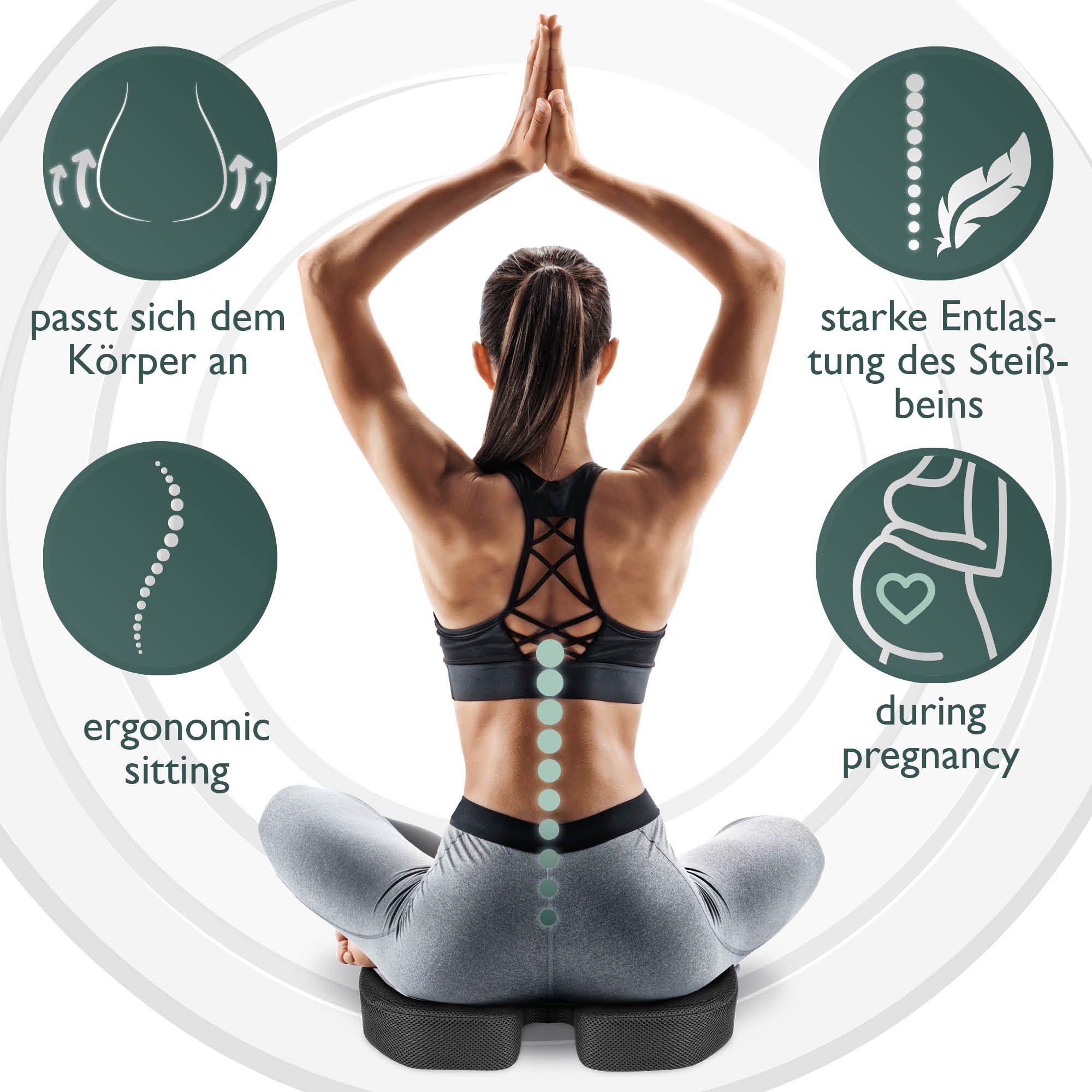 Beautissu Kopfkissen, Beautissu BeauErgo Kopfkissen 45x35x7cm Schwarz