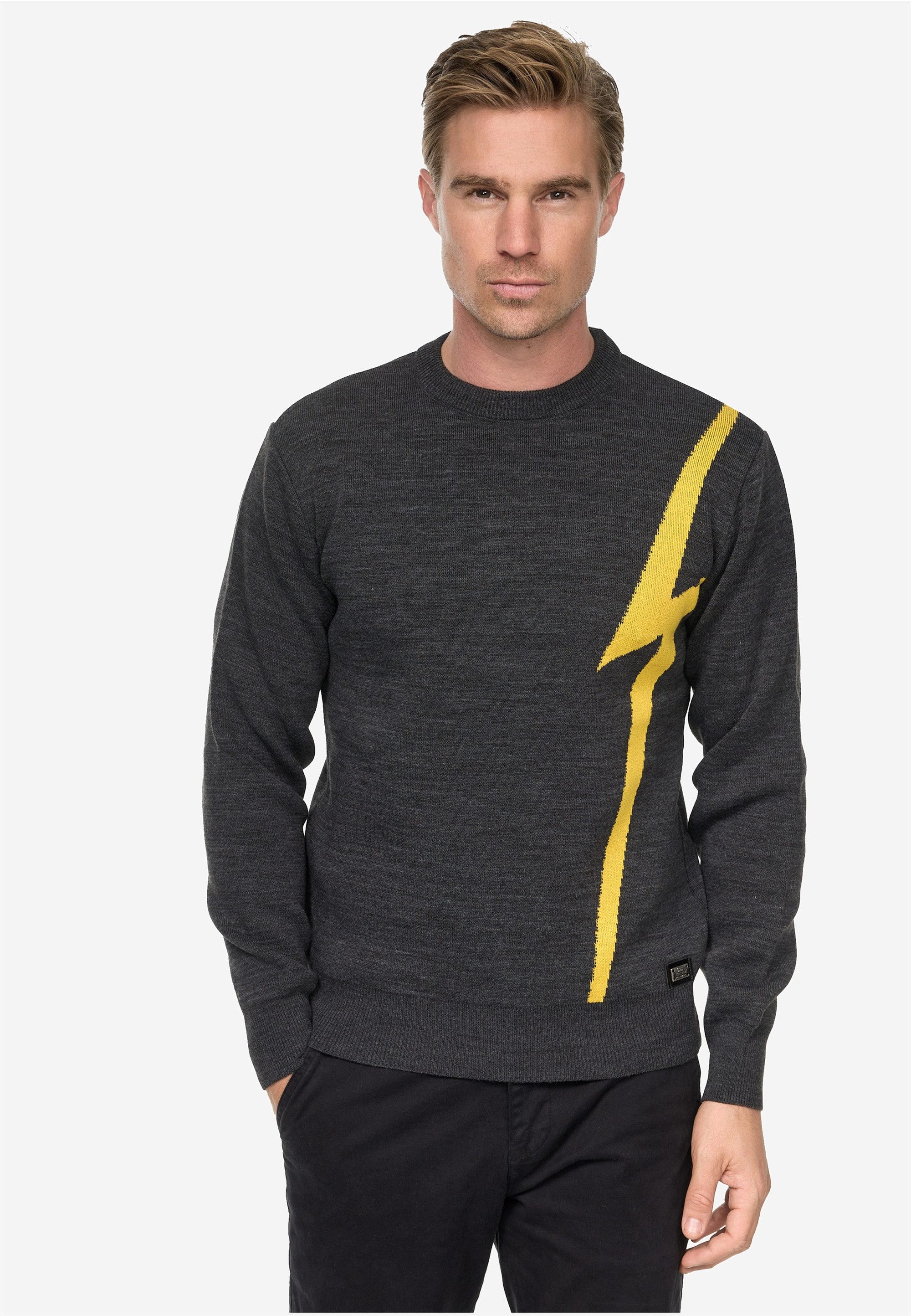 Rusty Neal Strickpullover mit Blitz-Design