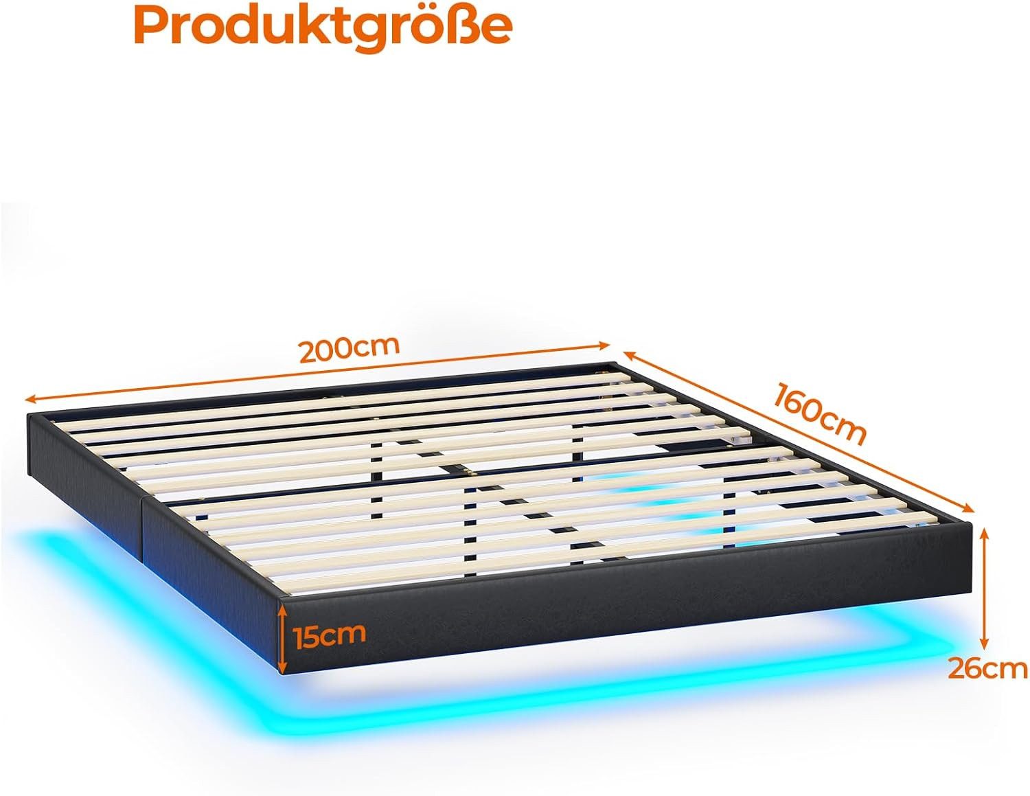 MSMASK Bett Schwebebett Doppelbett Bettgestell Bettrahmen günstig online kaufen