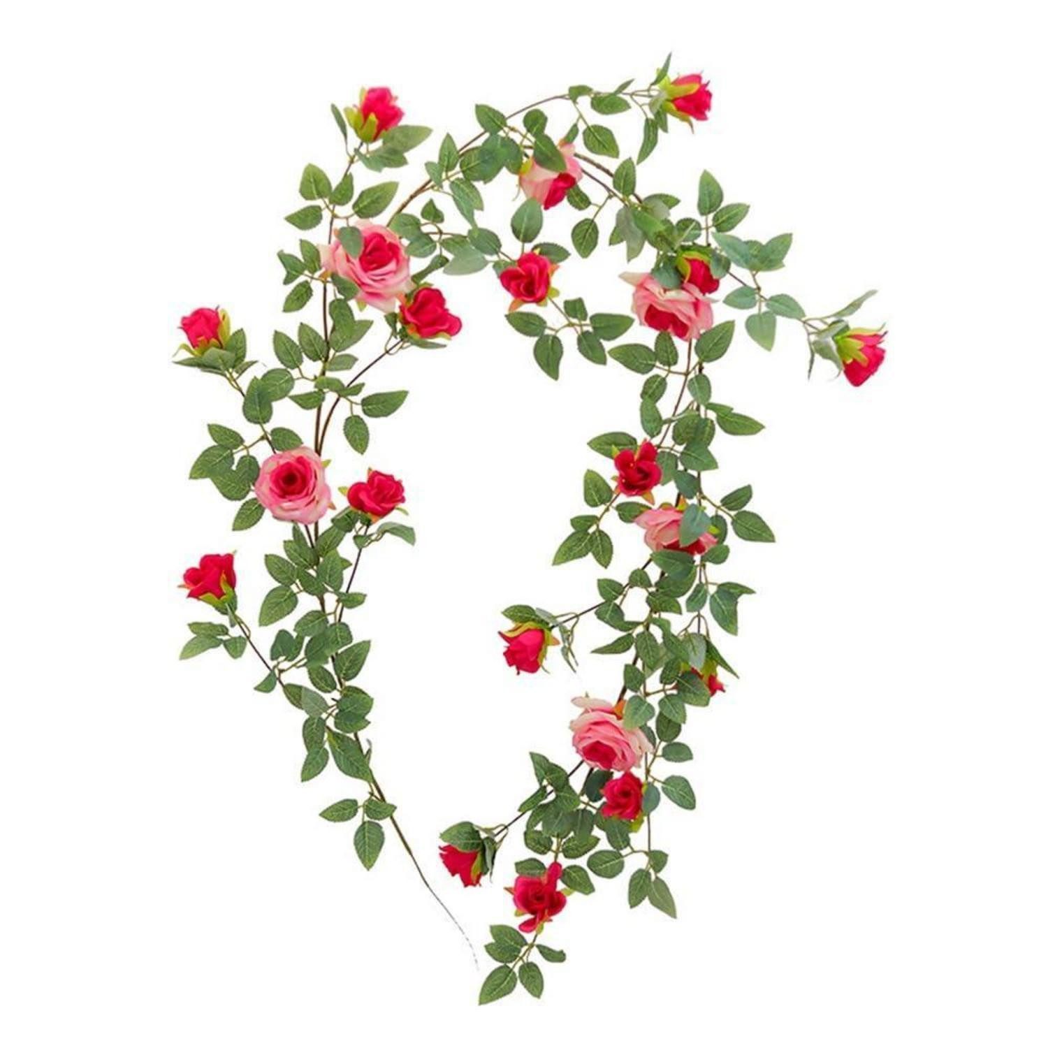 Kunstgirlande Künstliche Rosen Girlande 1.8m Rosa, LuxusKollektion, Höhe 10 cm