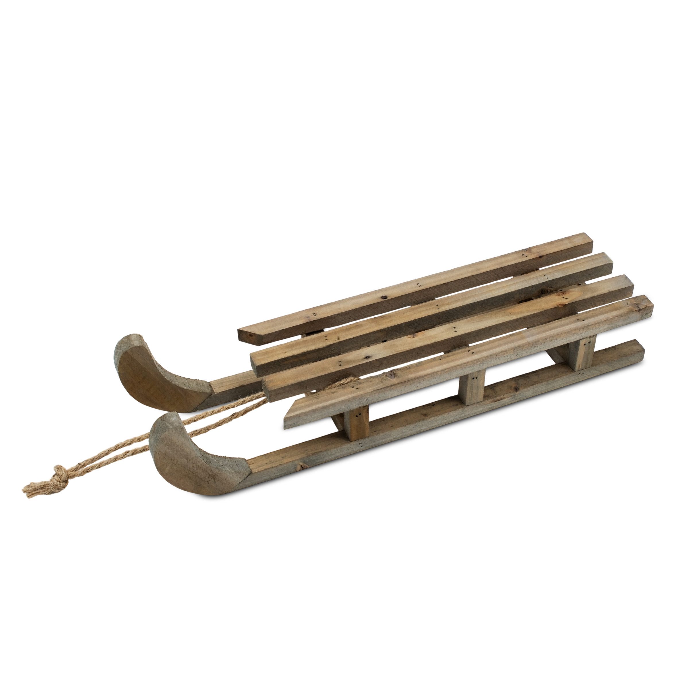 Spetebo Dekofigur Dekoschlitten aus Holz natur mit Seil - 46 x 12 cm (Anzahl, 1 St., Stück), mit Naturkordel versehen