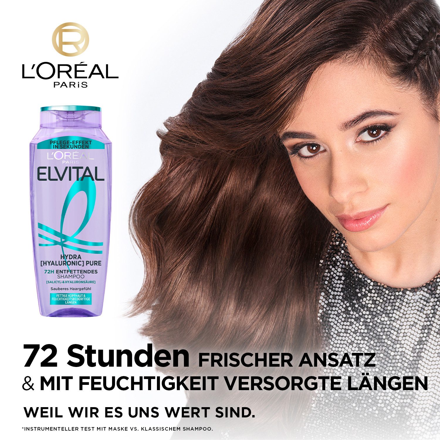 L'ORÉAL PARIS Haarshampoo L'Oréal Paris Elvital Hydra [Hyaluronic] Pure Shampoo, Packung, 6-tlg., Reinigt fettige Kopfhaut, spendet bis zu 72h Feuchtigkeit für  – Bild 4 von 5