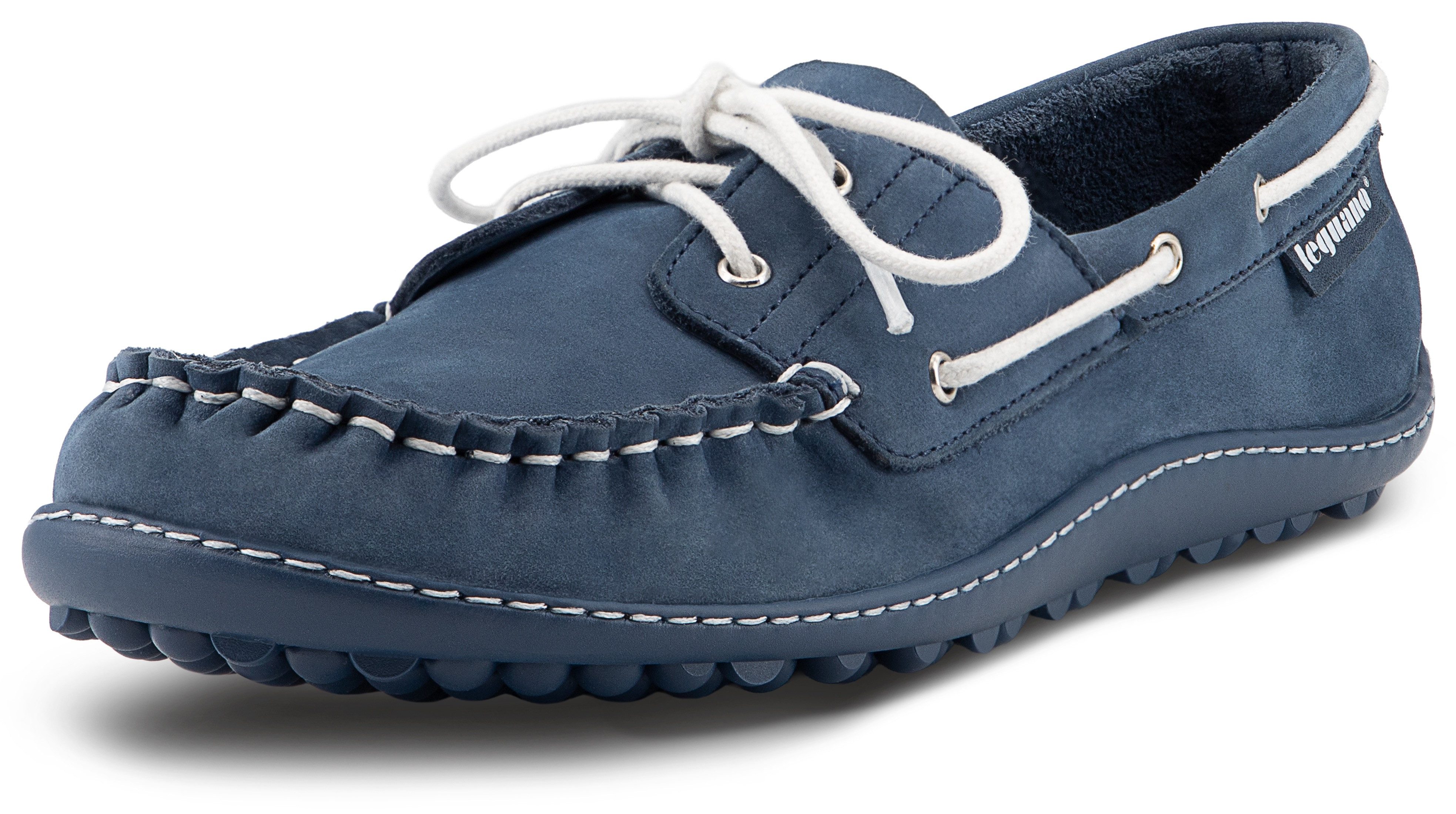 Leguano MORECASSIN Barfußschuh Schnürschuh, Halbschuh, Mokassin mit modischen Durchzügen