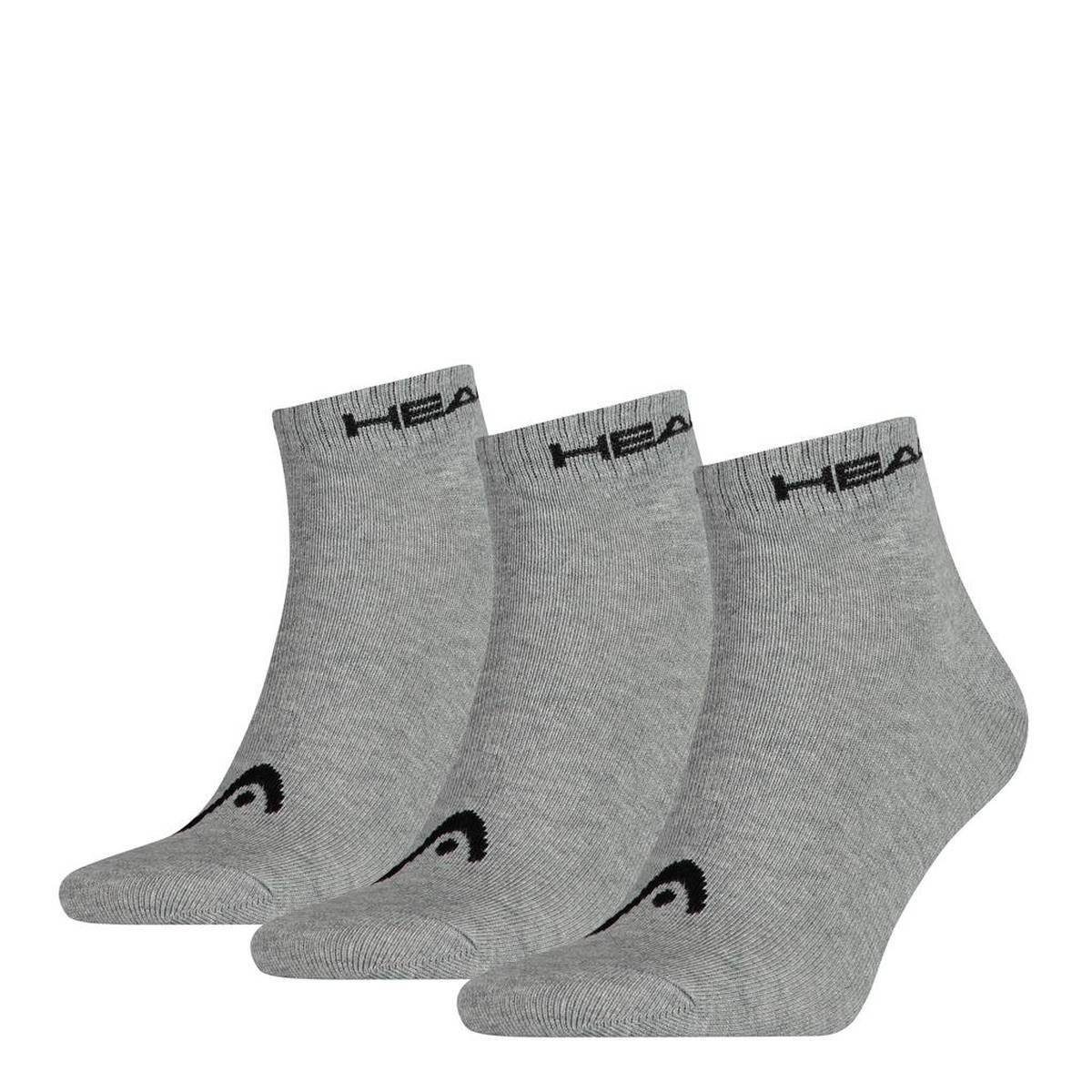 Head Sneakersocken Unisex Quarter Socken, 3er Pack - Baumwollmix Grau