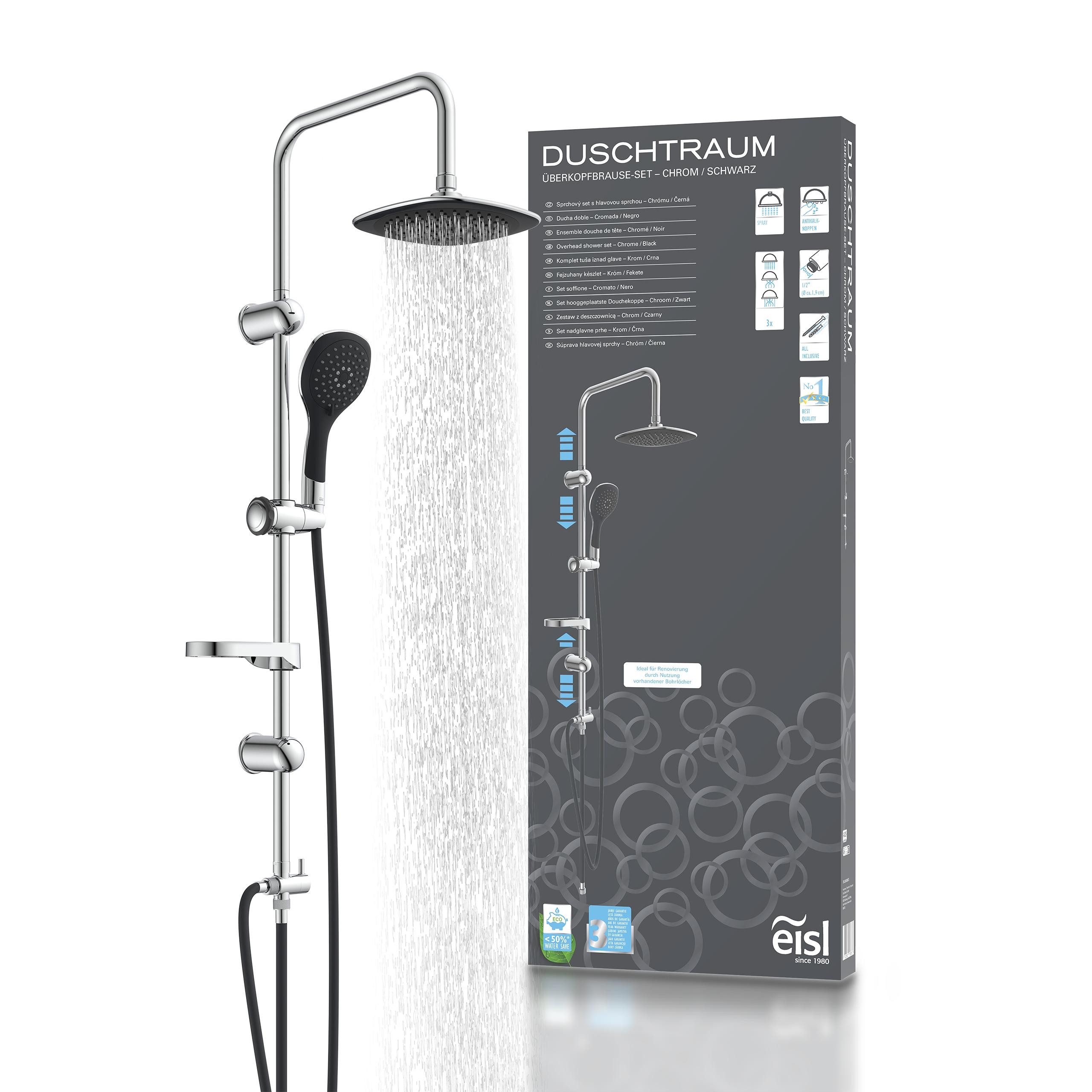 Eisl Brausegarnitur Duschtraum, Höhe 101 cm, 3 Strahlart(en), Duschset mit Kopf- und Handbrause, Regendusche mit 3 Funktionen