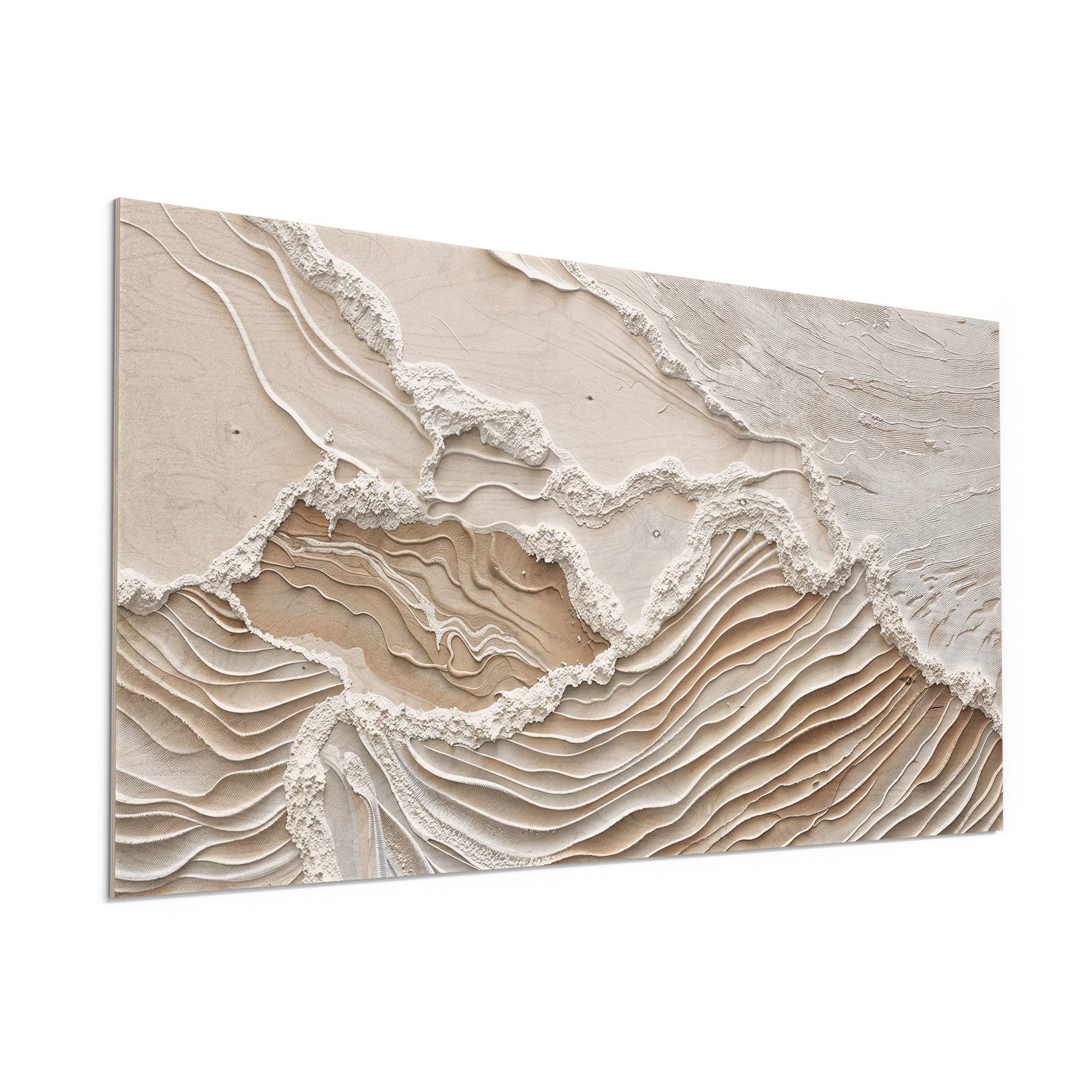 DEQORI Holzbild 'Sandwellenzauber', Bild auf Holz natürliches Wandbild Kunstdruck modern Wohnzimmer Design