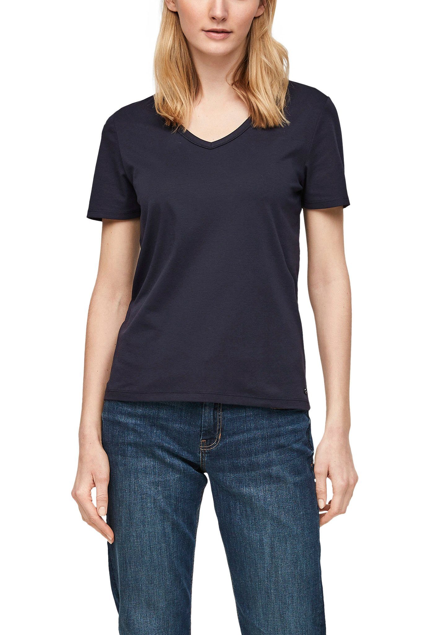 s.Oliver T-Shirt mit umgenähtem Saum dunkelblau