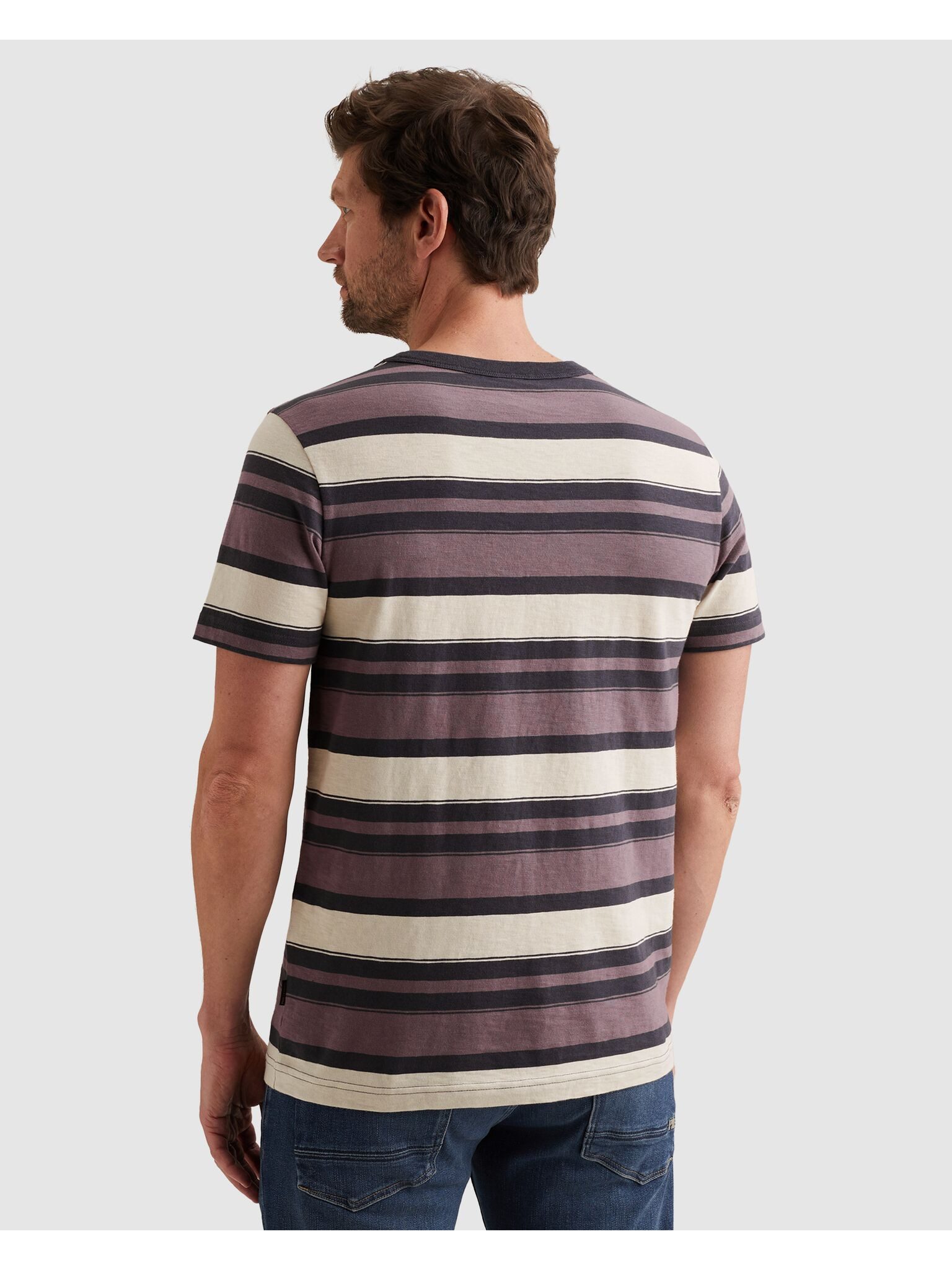 PME LEGEND T-Shirt Short sleeve r-neck slub striped jersey mit Logo Sticker günstig online kaufen