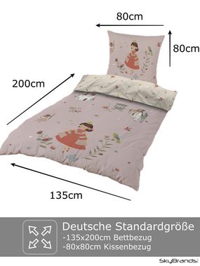 Jugendbettwäsche Bettwäsche Mädchen 135x200 Prinzessin Einhorn Kinder Bettwäsche, SkyBrands