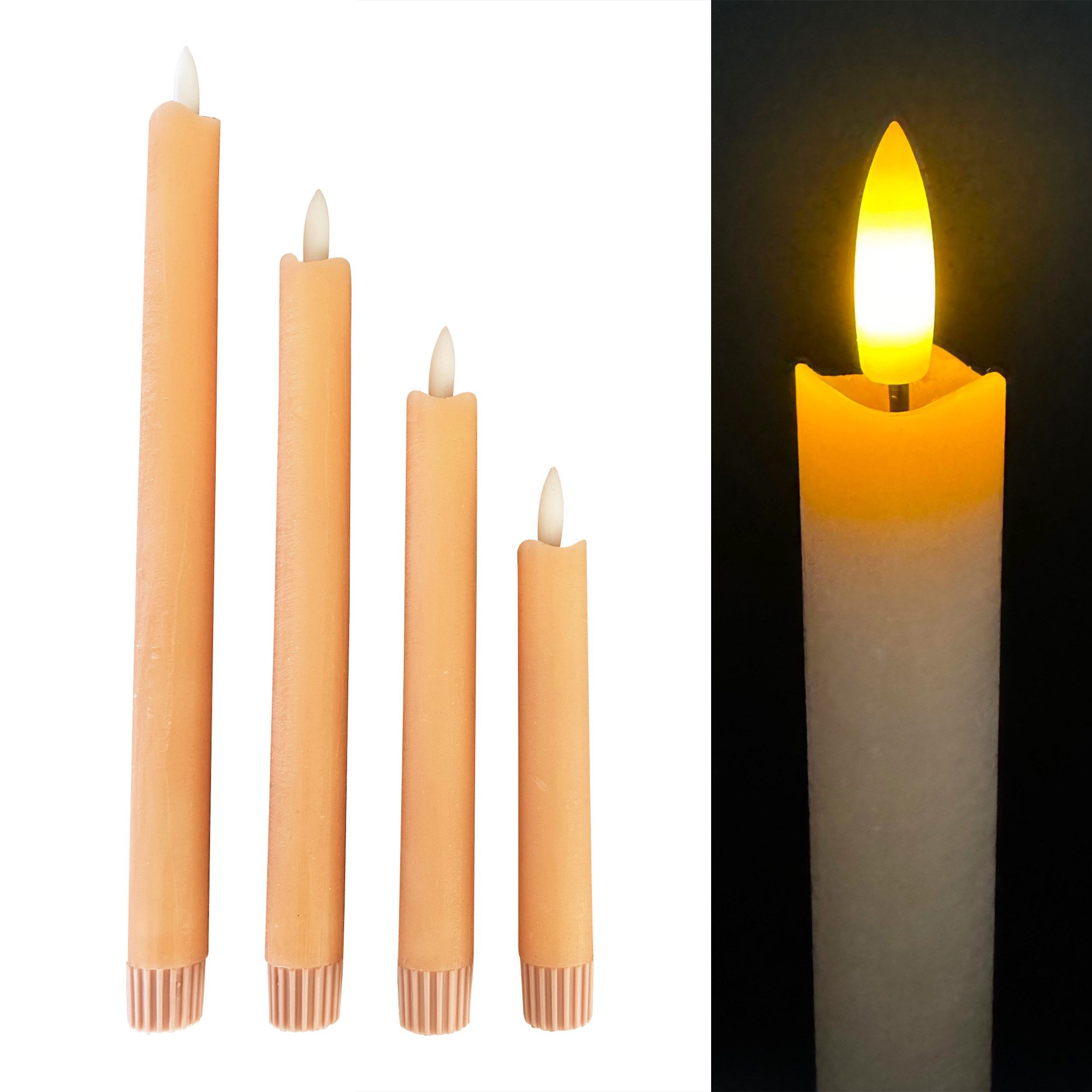 LED-Kerze 4 LED Stabkerzen in unterschiedlichen Höhen