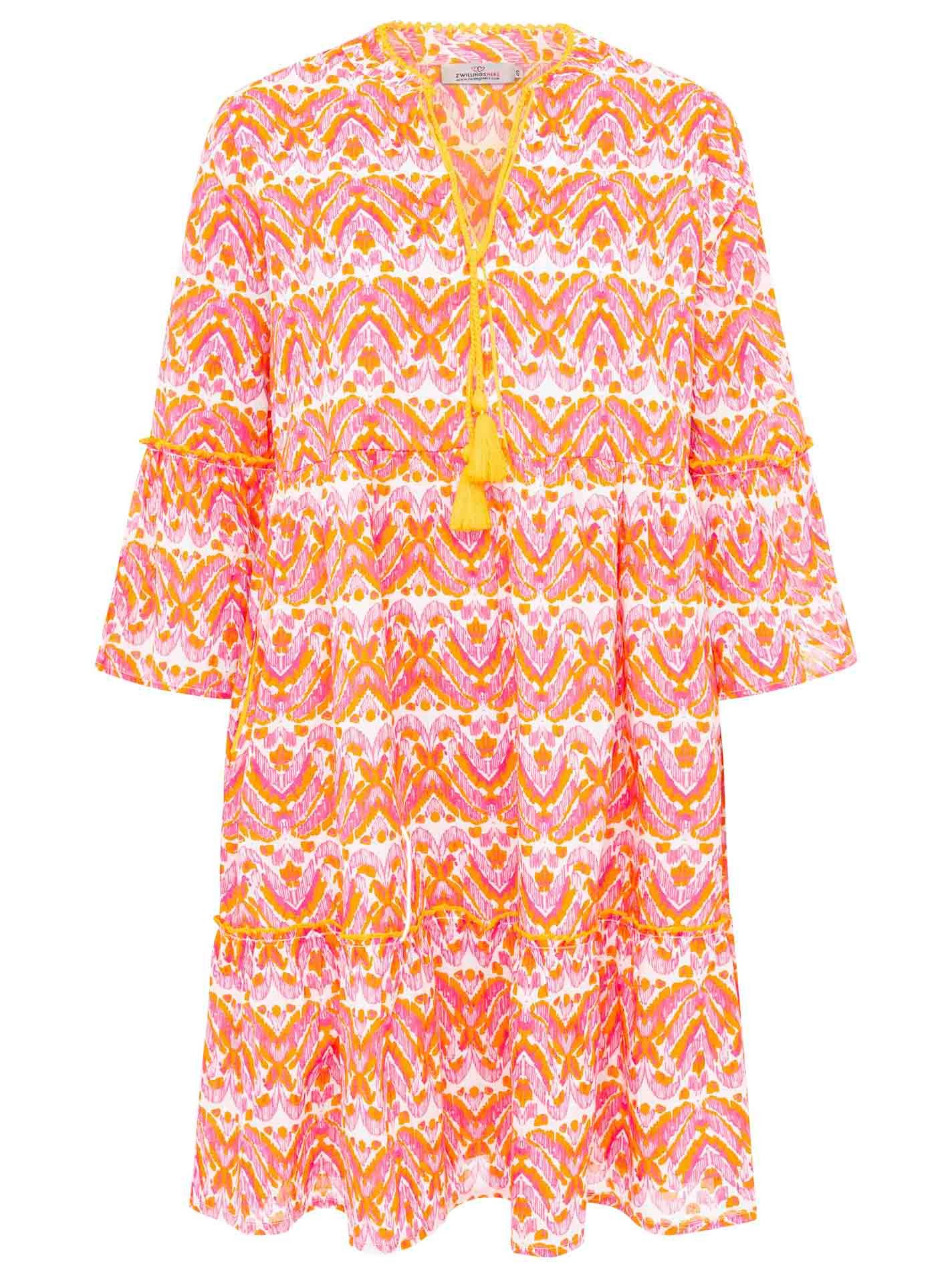 Zwillingsherz Sommerkleid "Joyful" mit Tasseln, Trompeten Ärmeln und Eingri günstig online kaufen