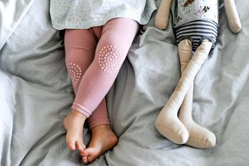 GoBabyGo Leggings Baby Krabbel Leggings mit Knieschutz mit ABS Gumminoppen an den Knien - Kleinkinder Leggins für Mädchen (Rosa)