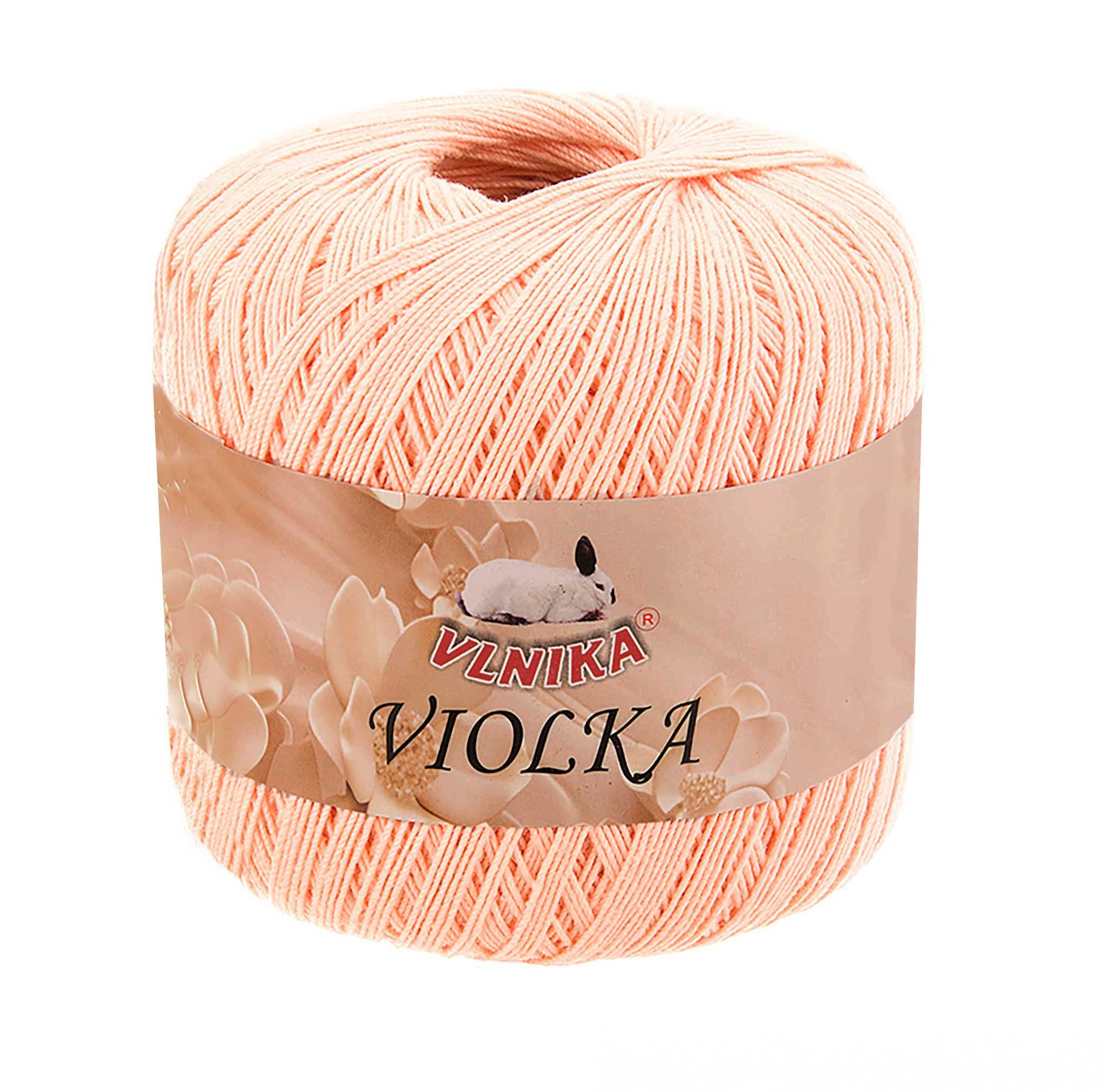 maDDma 10 x 50g Violka Häkelgarn recycelte Baumwolle Klassikgarn Filetgarn Häkelwolle, 285 m (Sparpaket, 10 Knäuel je 50 g), lachs