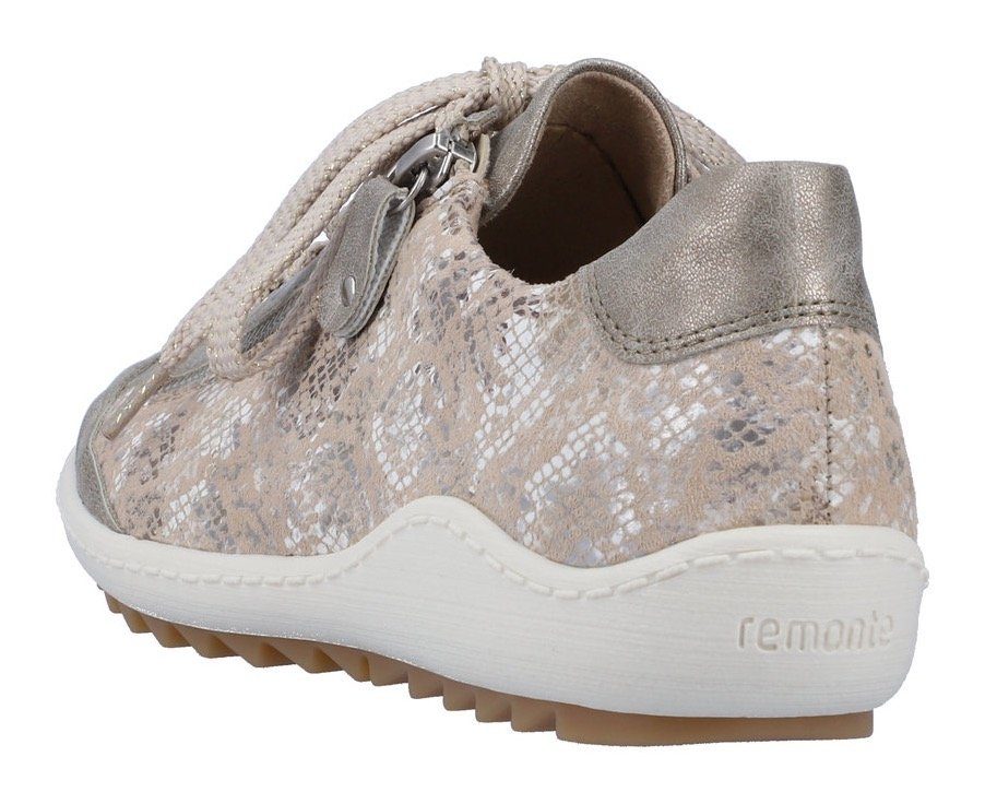 mit Remonte Schnürschuh beige-metallic herausnehmbarer Innensohle