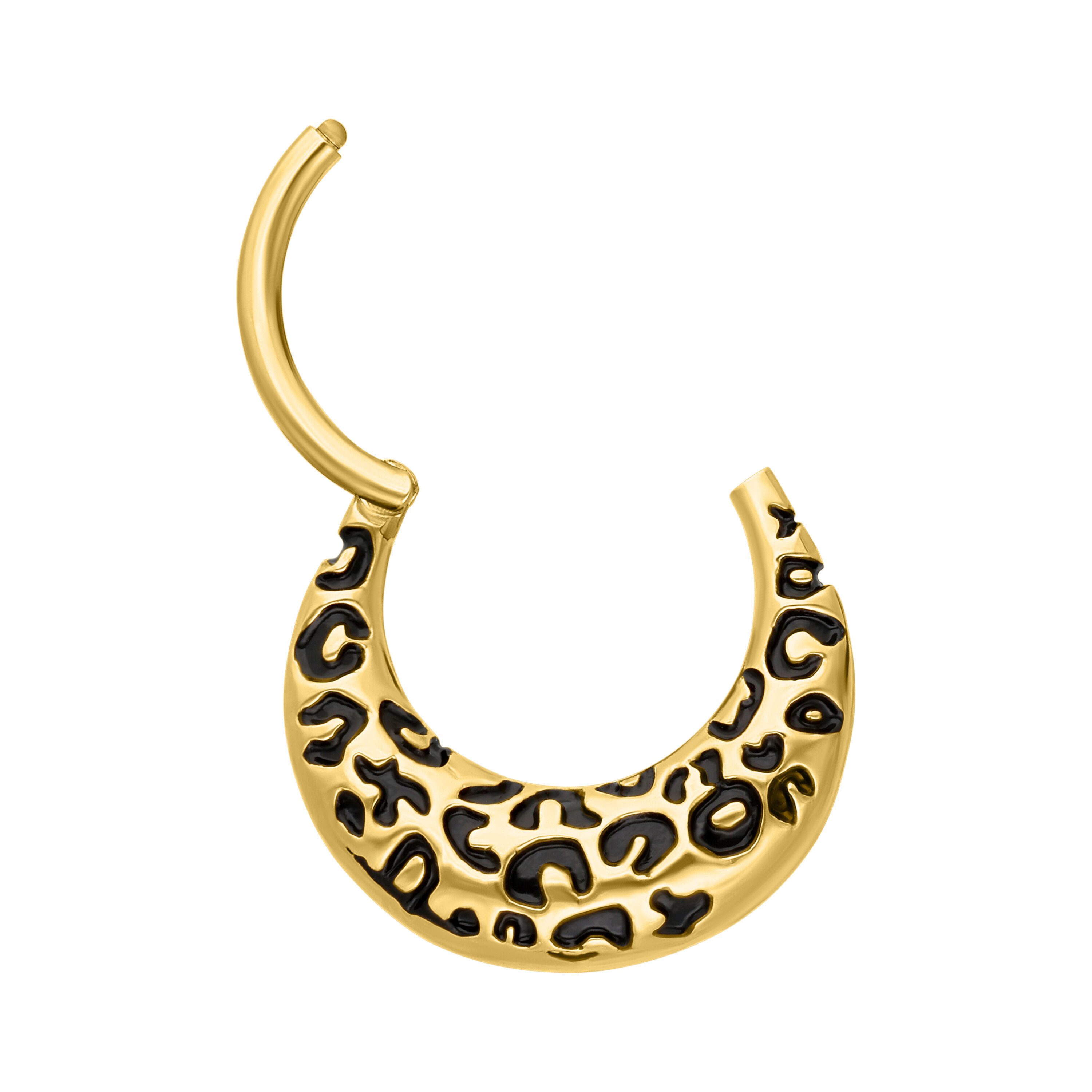 Wildcat Nasenpiercing Leopard Septum Clicker für Ohr, Nase, Durchmesser: 8,0mm, 1 Stück, Titan Grad 23 - wasserfest, hautverträglich, Gold – Bild 5 von 5