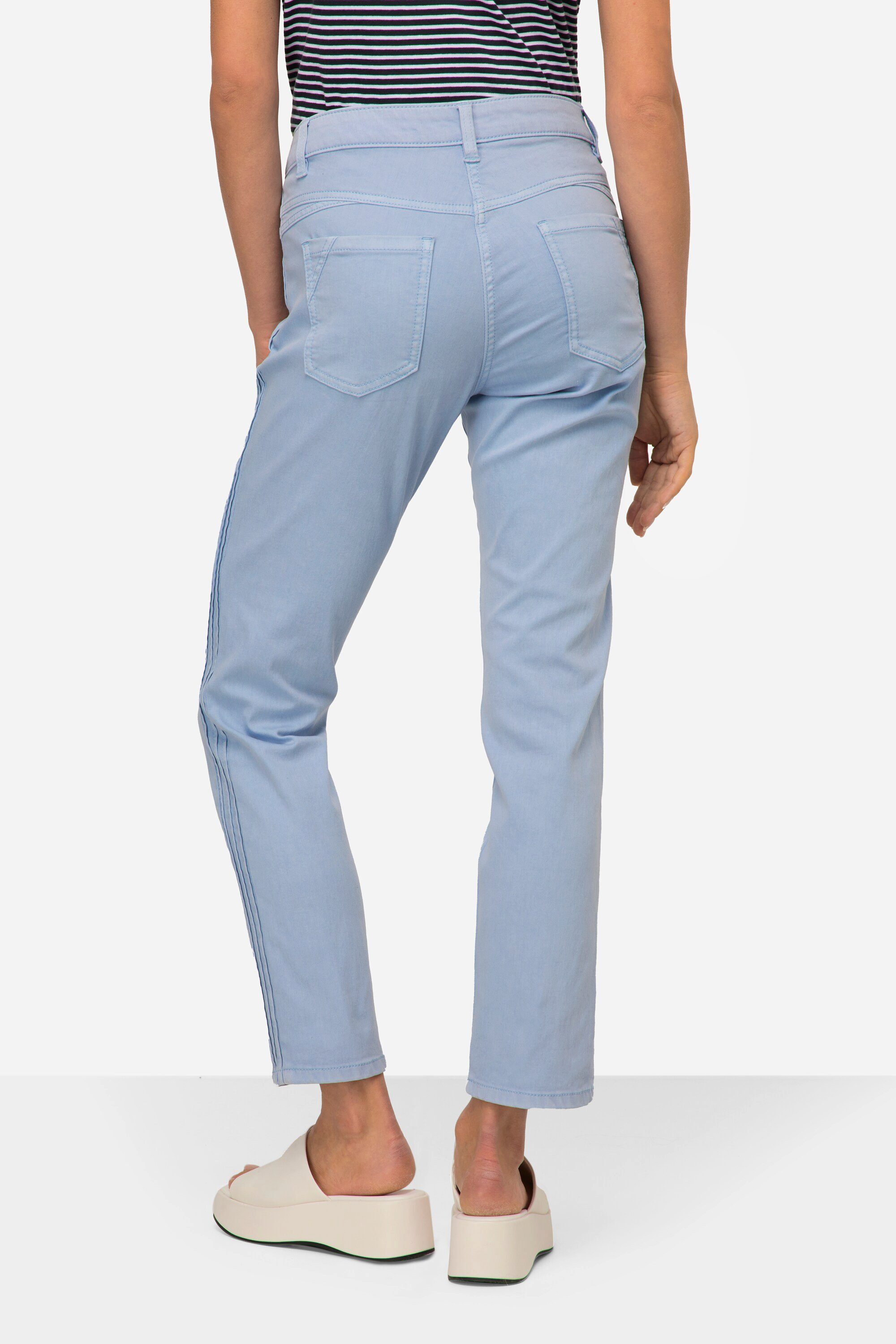 Passform hellblau 5-Pocket-Jeans Jeans Tina Laurasøn gerade seitliche Zierfalten