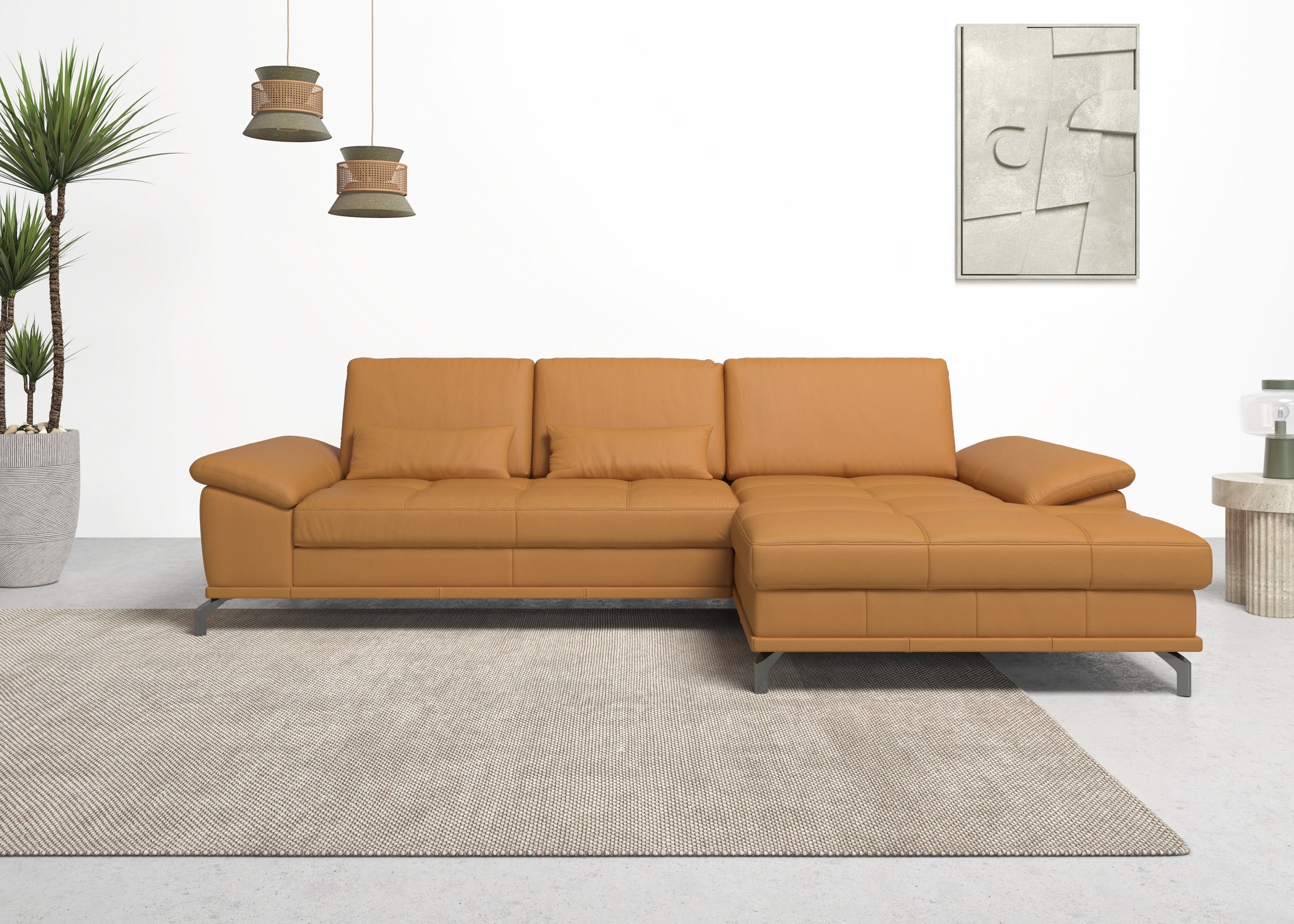 OTTO home Ecksofa Costello L-Form, B: 301 cm mit Sitztiefen-, Armteilverstellung &, 3 Nierenkissen, optional Bettfunktion & Bettkasten