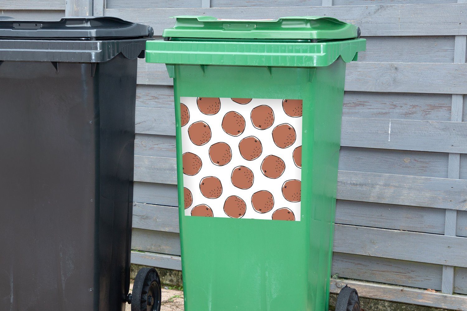 Container, Weiß (1 St), Sticker, Braun - Kokosnüsse Wandsticker Sommer MuchoWow Abfalbehälter - - Mülleimer-aufkleber, Mülltonne,