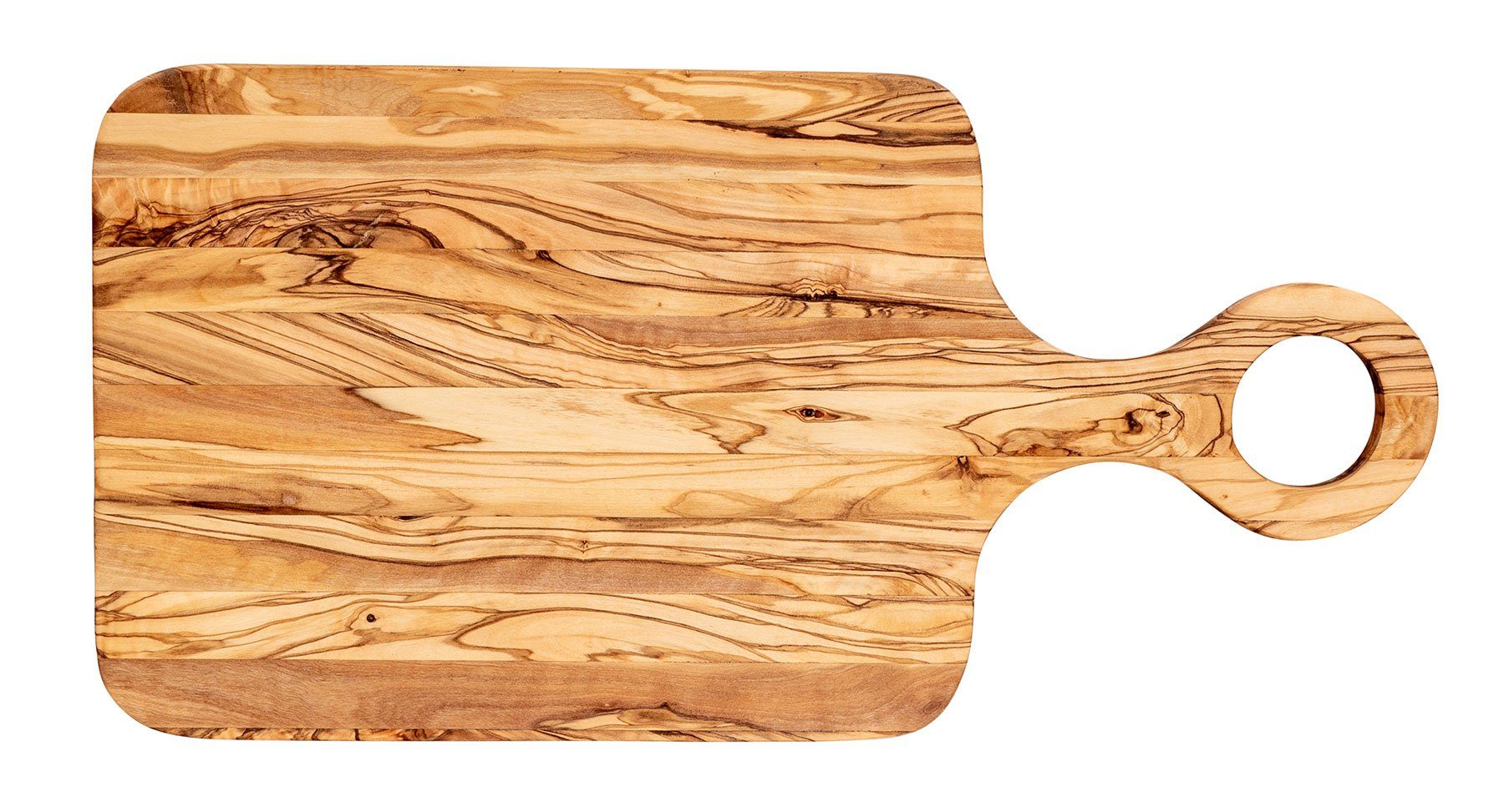 Servierplatte Holzbrett Olivenholz Levandeo® Dekotablett, Natur 33x15cm Griff Schneidebrett
