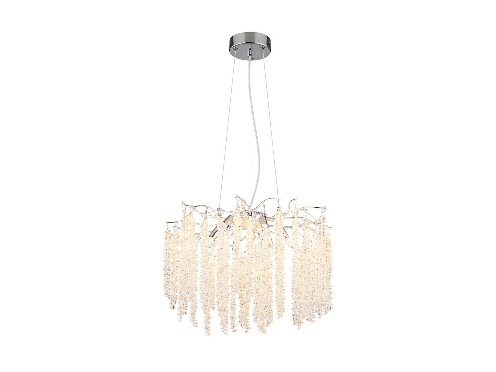 GLOBO LIGHTING LED Kronleuchter Lüster mit Glas Kristall Rispen Ø 50cm, Dimmfunktion, LED wechselbar, warmweiß, ausgefallene Designer Esstisch-Lampe hängend inkl. Leuchtmitteln