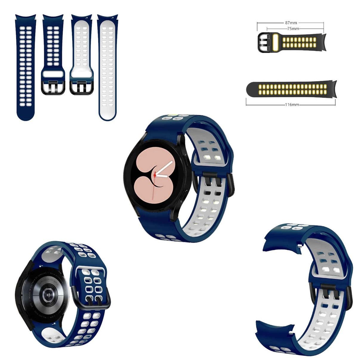 Wigento alle Größen Watch 6 Pro Für 5 Normal Armband Smartwatch-Armband Galaxy Classic Samsung 4