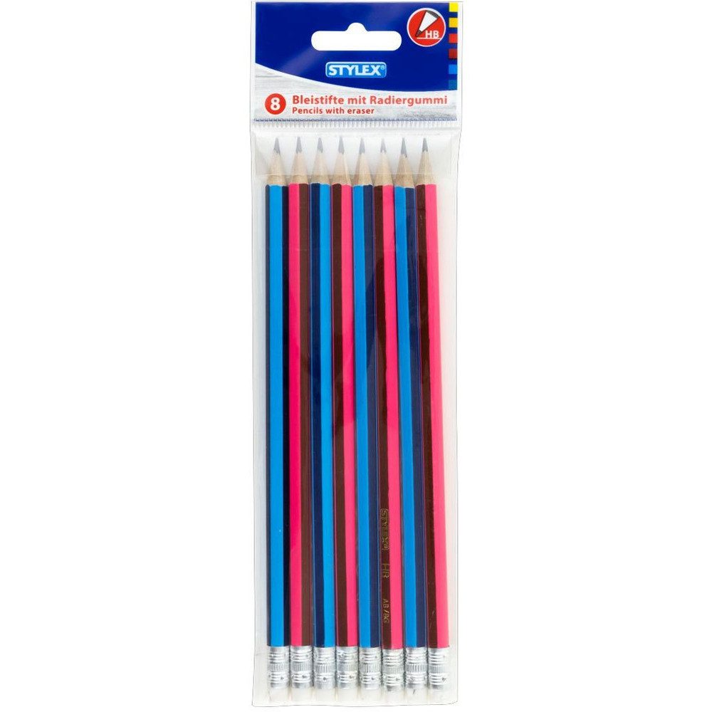 Bleistift Stylex - Bleistifte mit Radiergummi - 8er Set