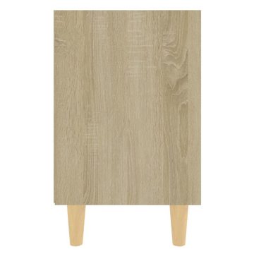 vidaXL Nachttisch vidaXL Nachttisch mit Massivholz-Beinen Hochglanz-Weiß 40x30x50cm