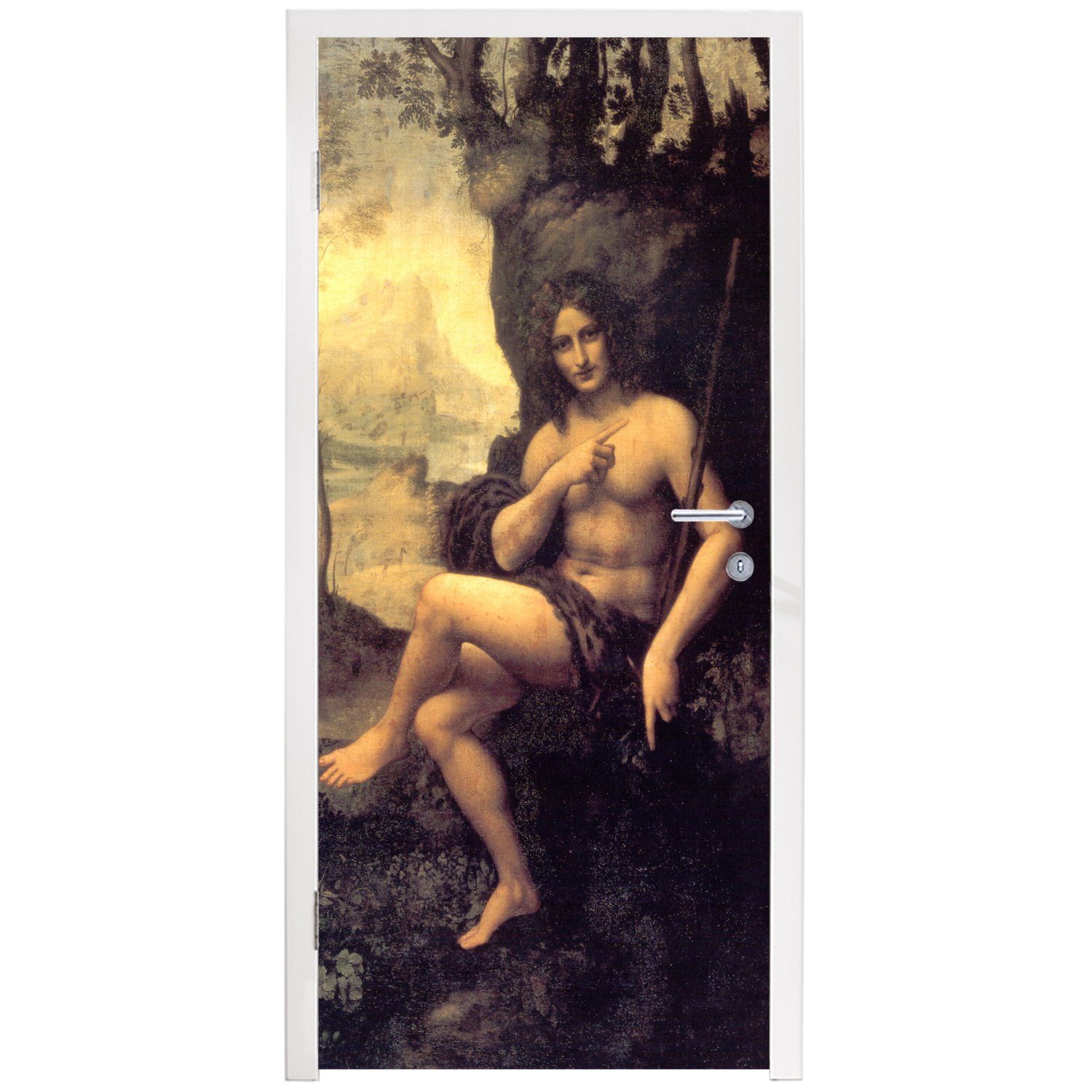 Leonardo (1 75x205 Fototapete bedruckt, St), Wüste der für Der Johannes in da - heilige Tür, cm MuchoWow Vinci, Türtapete Türaufkleber, Matt,