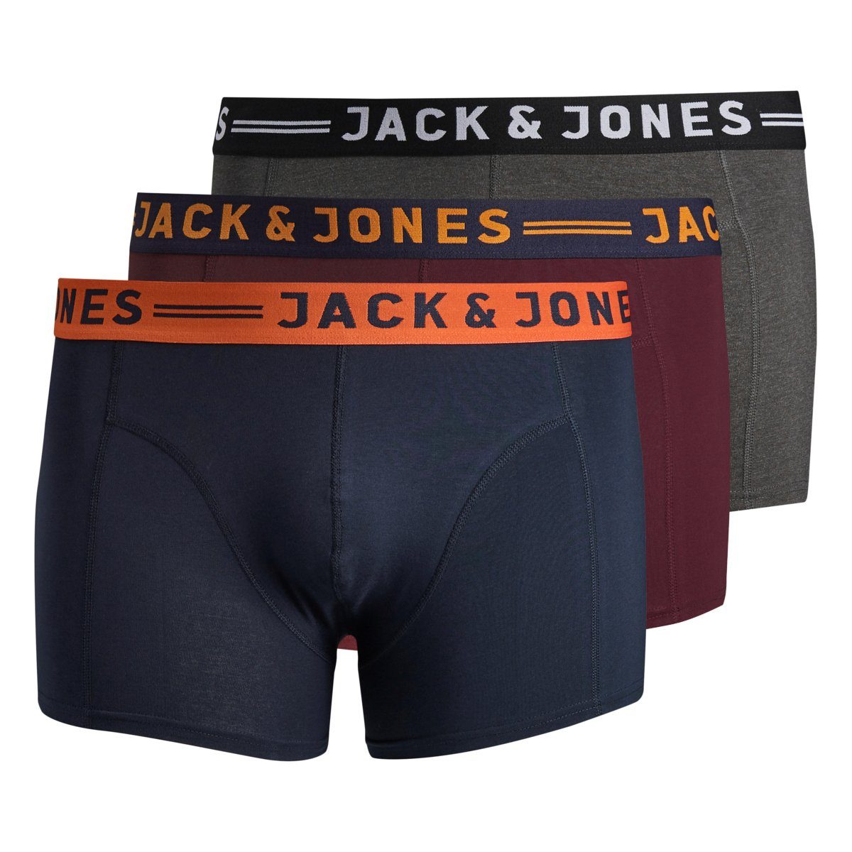 Jack & Jones Plus Retro Pants Große Größen Pants 3er-Pack grau melange/navy/weinrot Jack&Jones (Spar-Pack, 3-St., 3er-Pack)