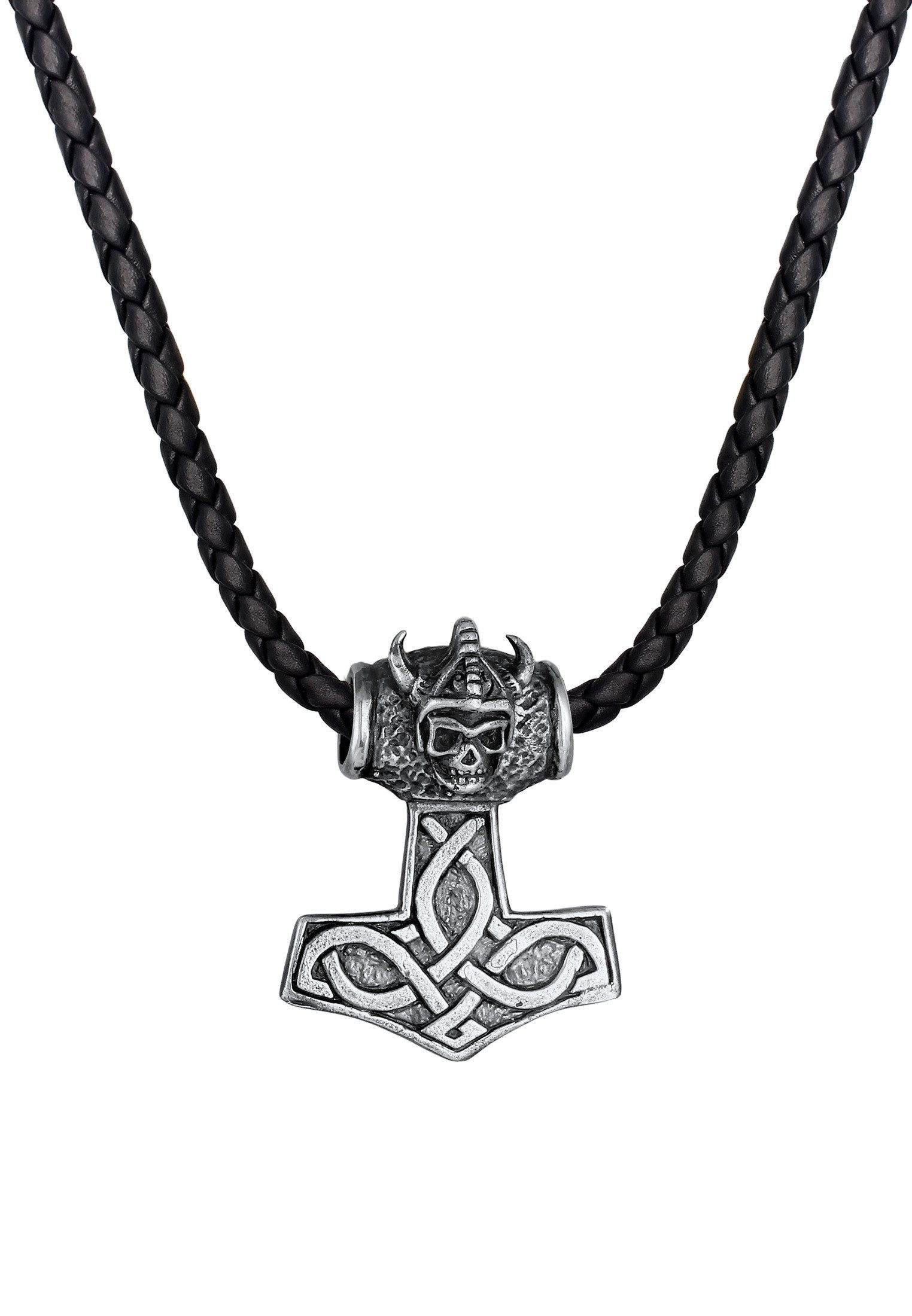 Kuzzoi Kette mit Anhänger Lederkette Hammer Keltischer Knoten 925 Silber, H günstig online kaufen