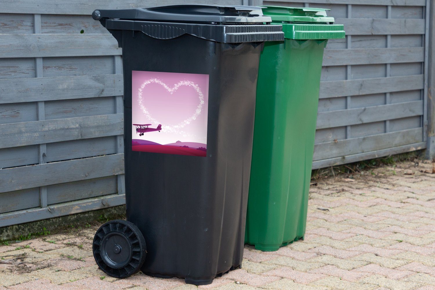 Himmel Eine Container, MuchoWow Mülleimer-aufkleber, Wandsticker Flugzeugs (1 eines Mülltonne, einem Illustration Abfalbehälter St), Sticker, in rosa