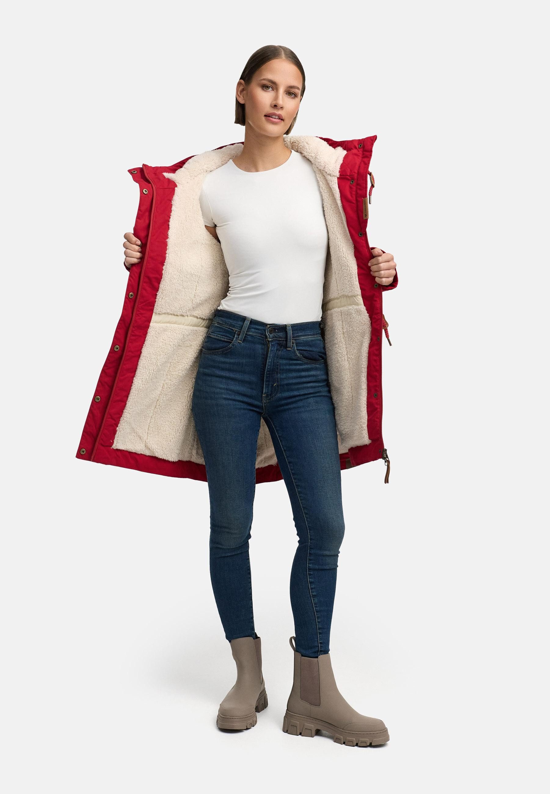 Ragwear Winterjacke YM-Canny stylischer Damen Kurzmantel Parka mit Kapuze