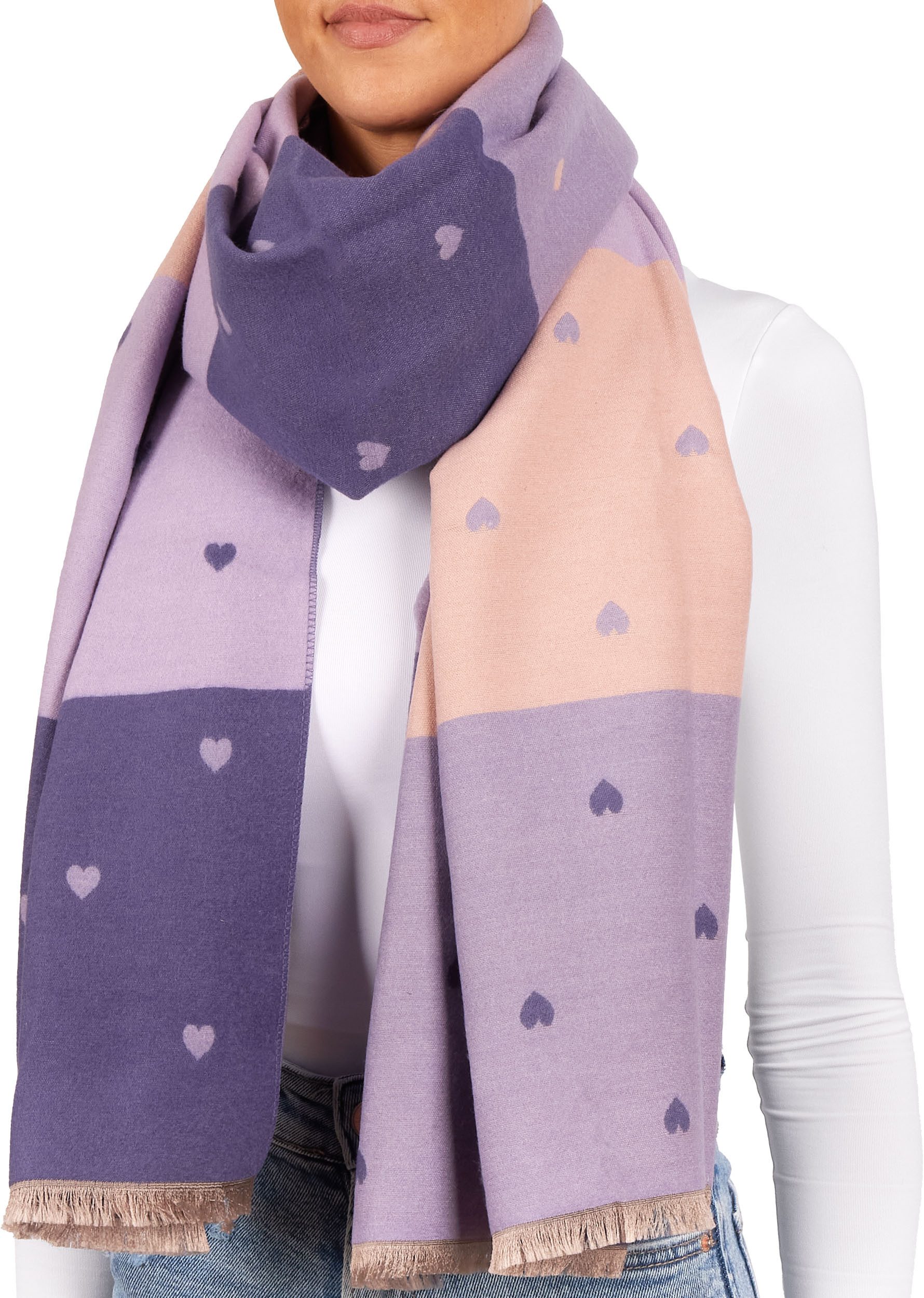 BRUBAKER Schal Cashmirillo Damen Schal mit Herz Muster - 70 x 200 cm, (Weic günstig online kaufen